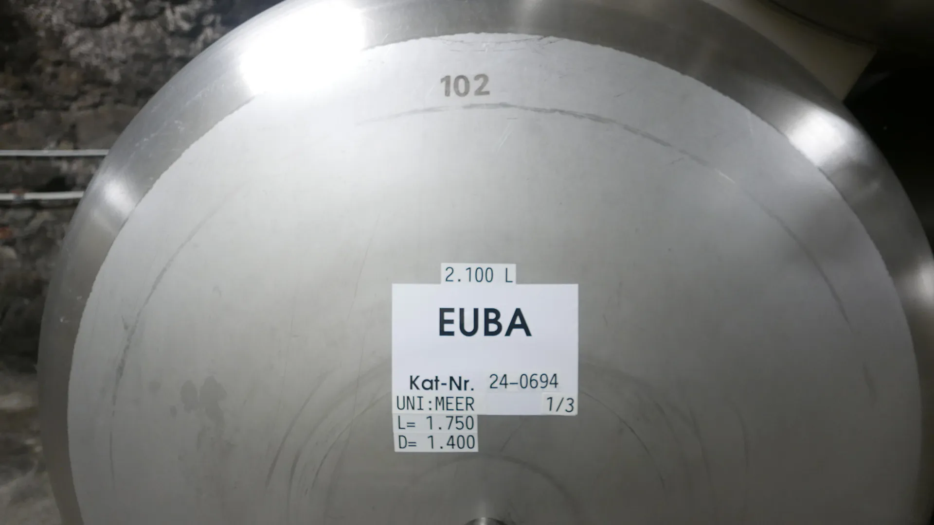 24-0694EUBA 2100 Liter Lagertank/ Weintank in V2A horizontal