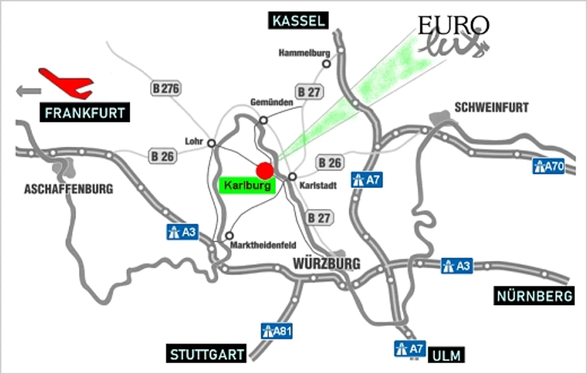 Anfahrt nach Karlstadt-Karlburg