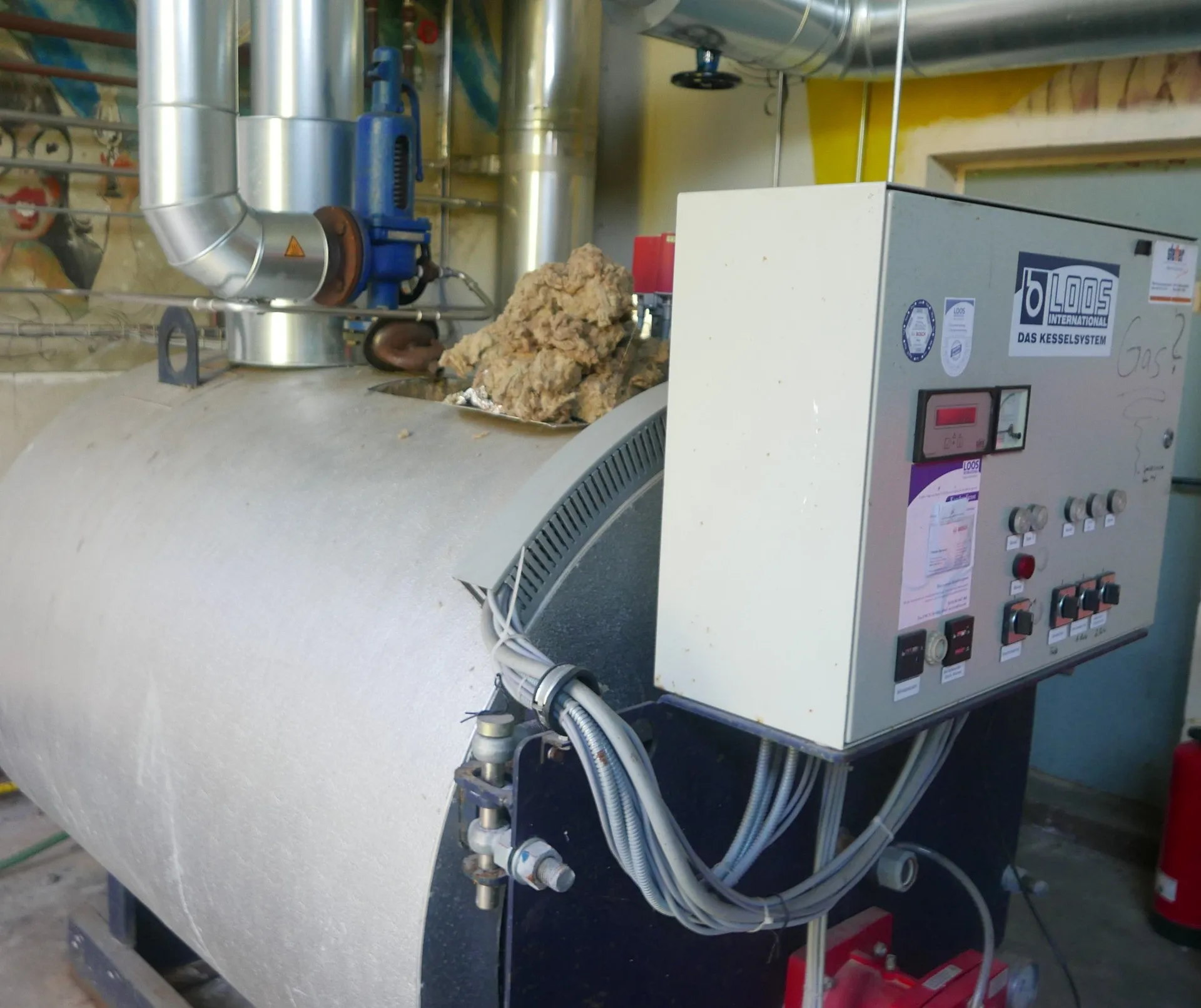 Dampferzeuger LOOS 500 kg/h mit Edelstahlkamin und Speisewasserbehälter 250 Liter, 1 bar Betriebsdruck