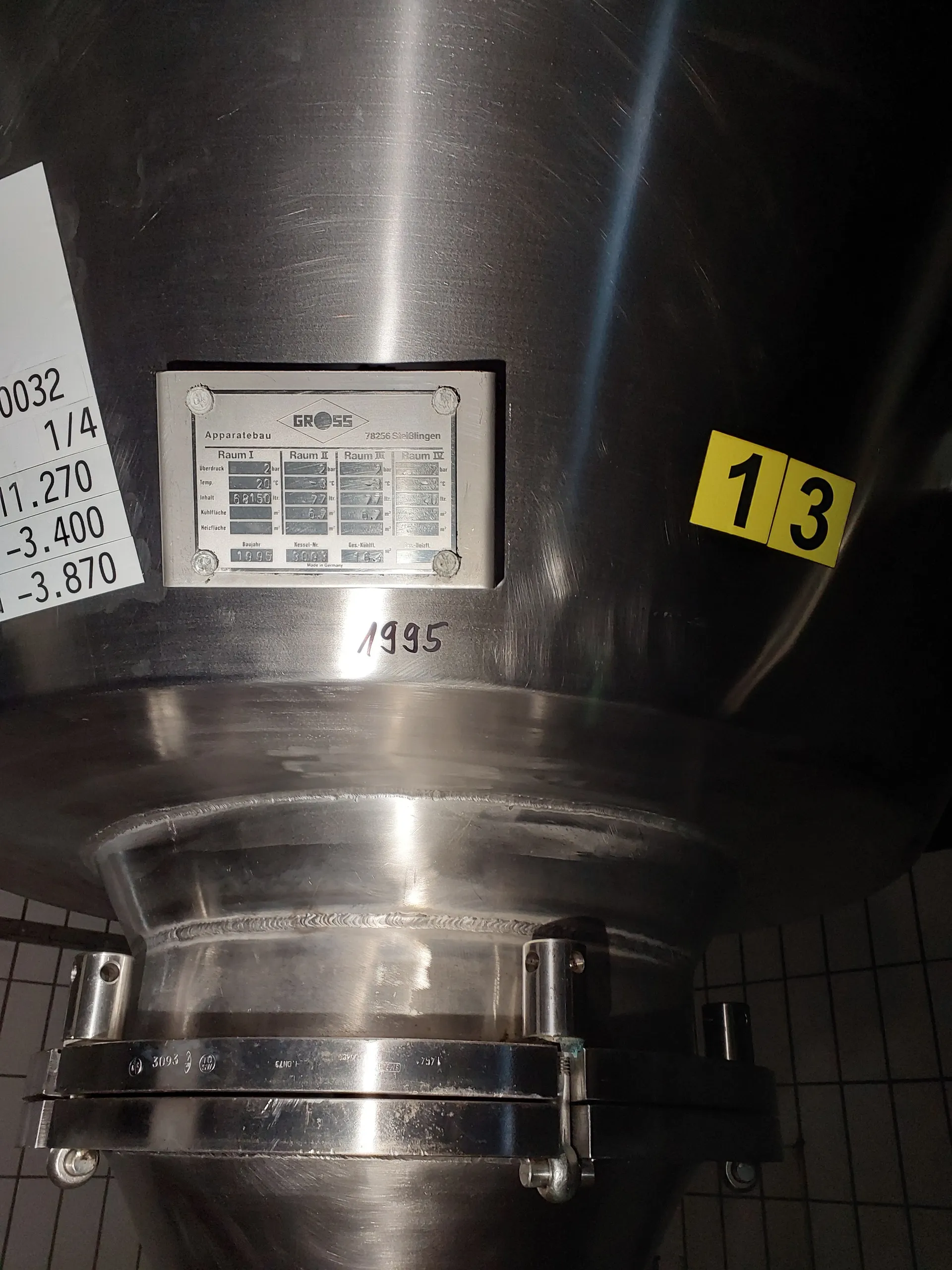 68150 Liter ZKG Tank/ Drucktank/ Lagertank GROSS mit Kühlmantel und Isolierung