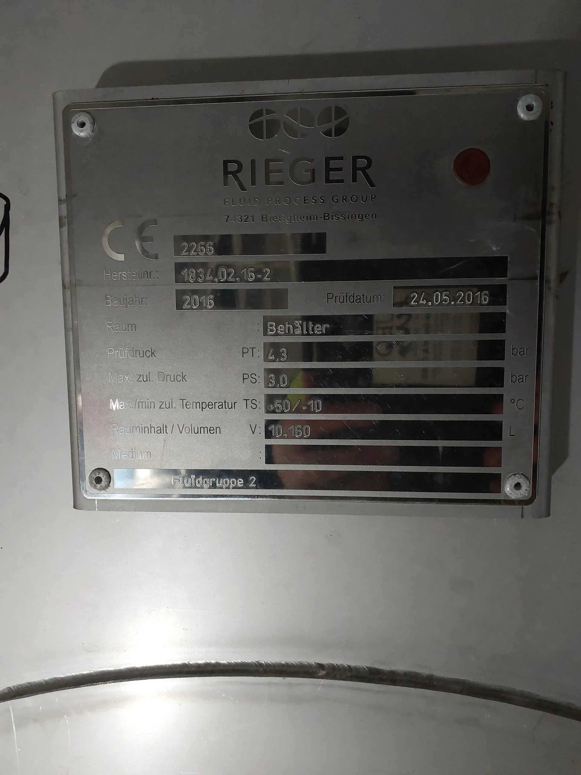 10160 Drucktank/ Biertank/ Lagertank RIEGER