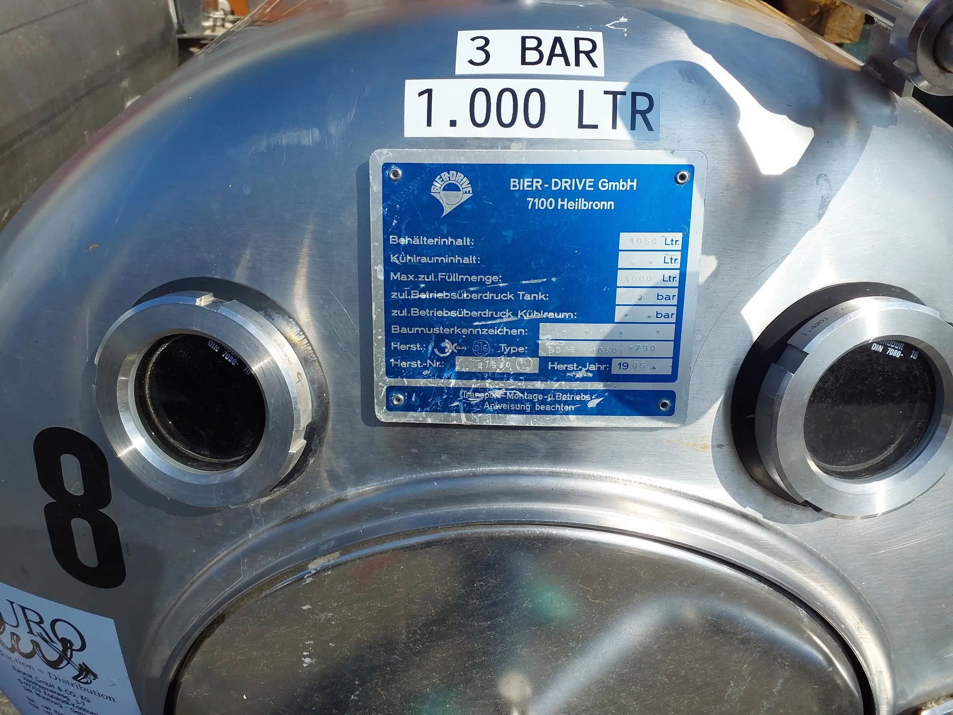 1.000 Liter Drucktank 3 bar