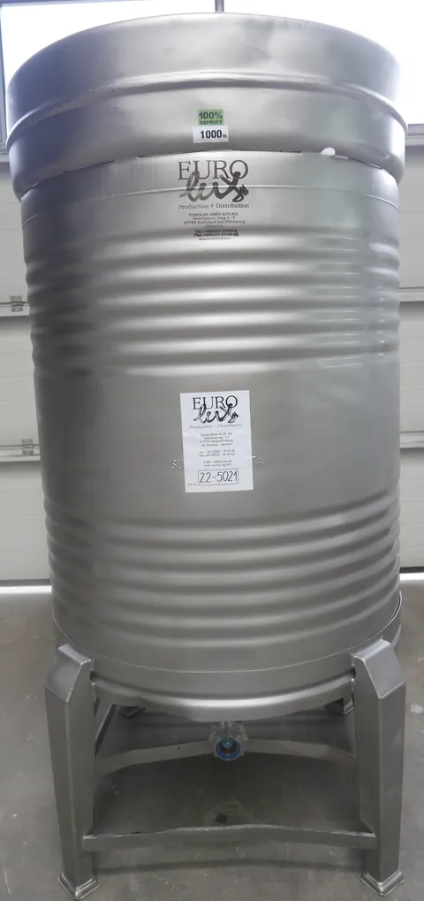 Lagertank/Biertank/Drucktank  Inhalt 1.000 Liter mit Kronenring aus V2A rund