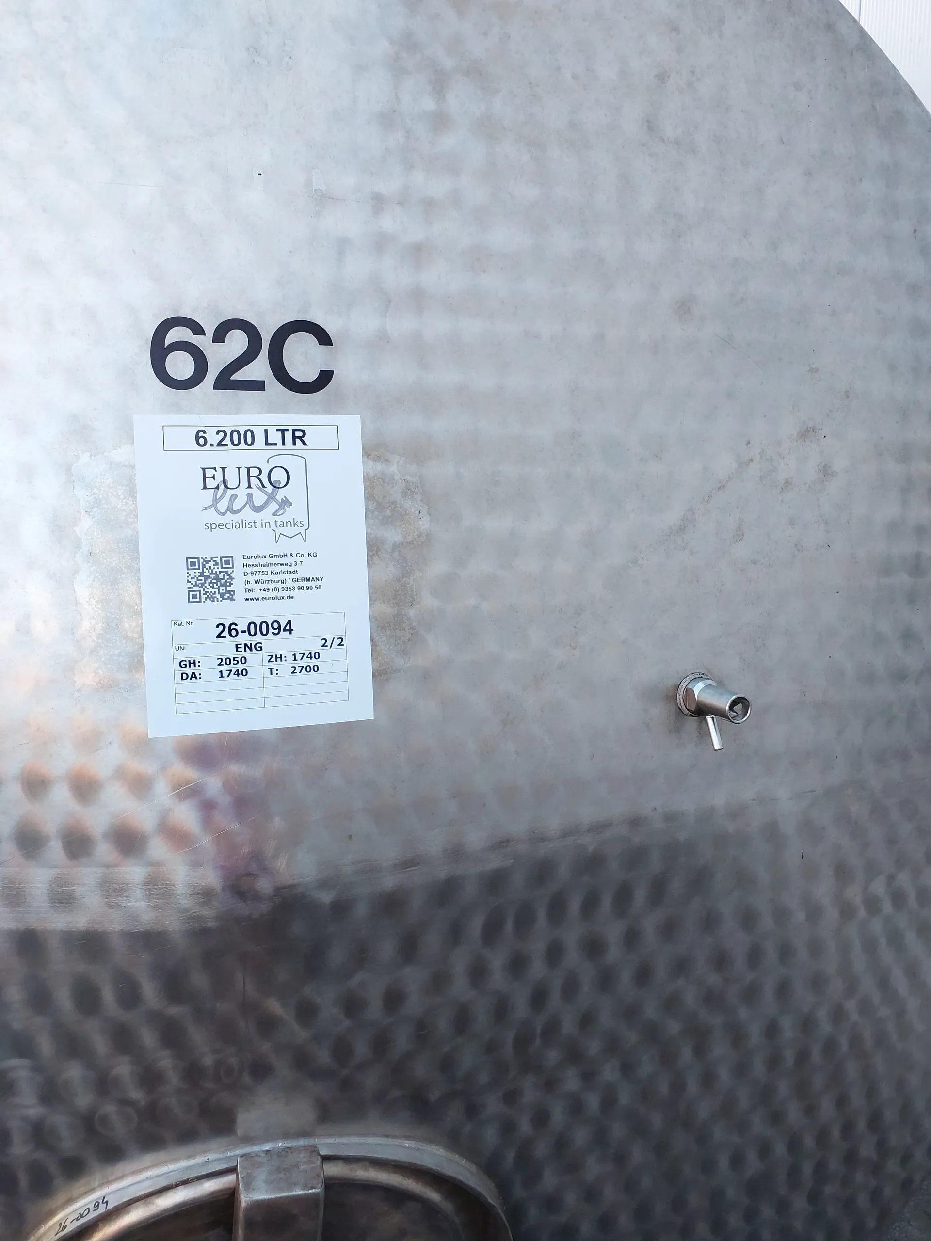 6.200 Liter Lagertank in V2A