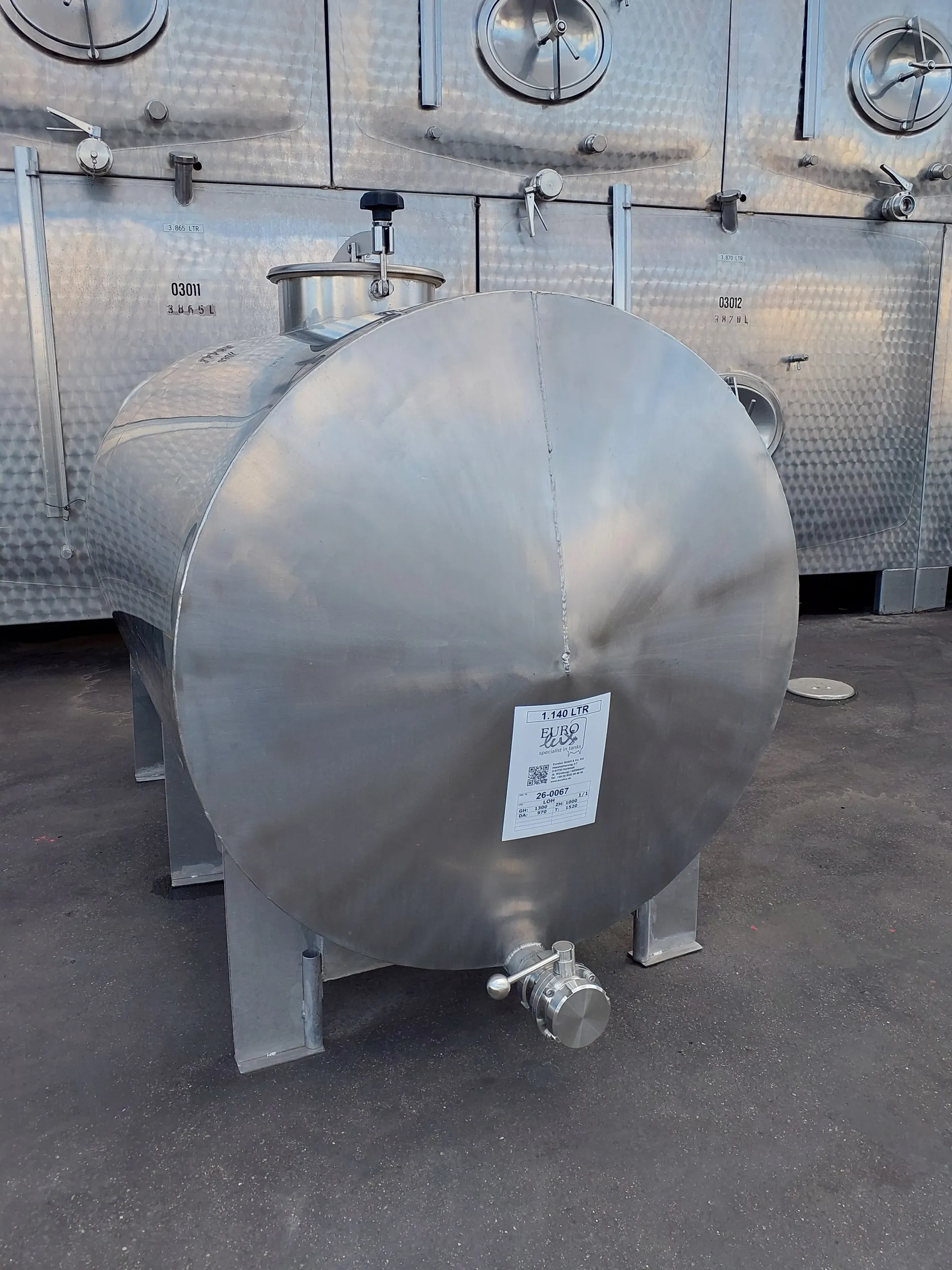 1.140 Liter Lagertank/ Weintank aus V2A