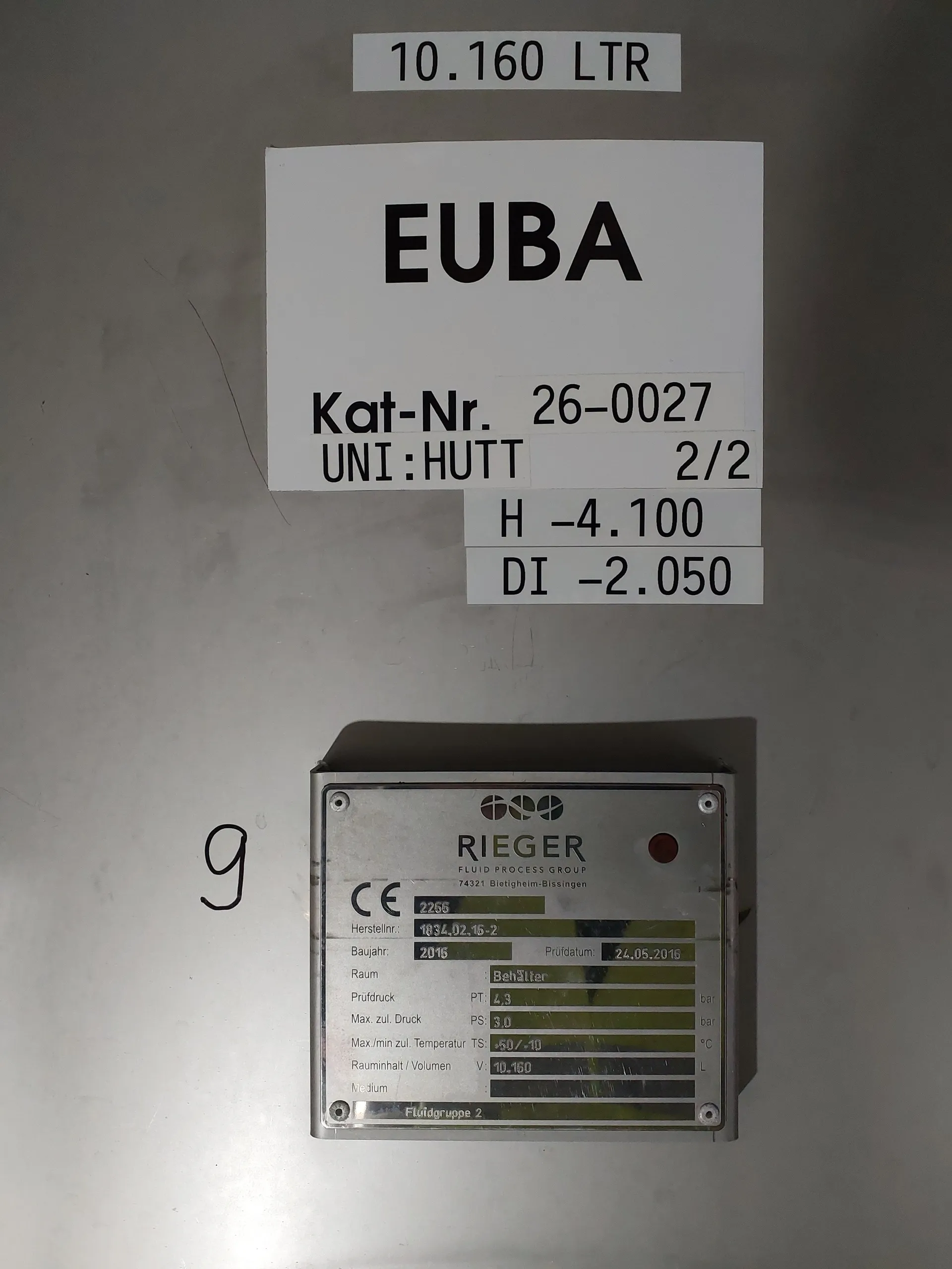 10160 Drucktank/ Biertank/ Lagertank RIEGER