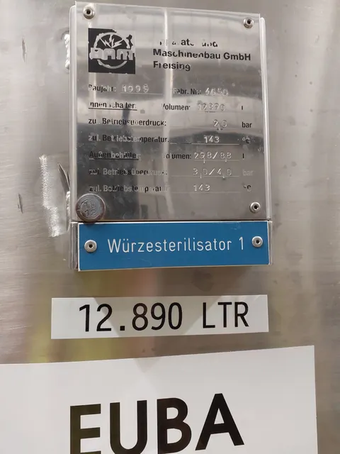 12.890 Liter 2 bar Drucktank Würzesterilisator 1 isoliert