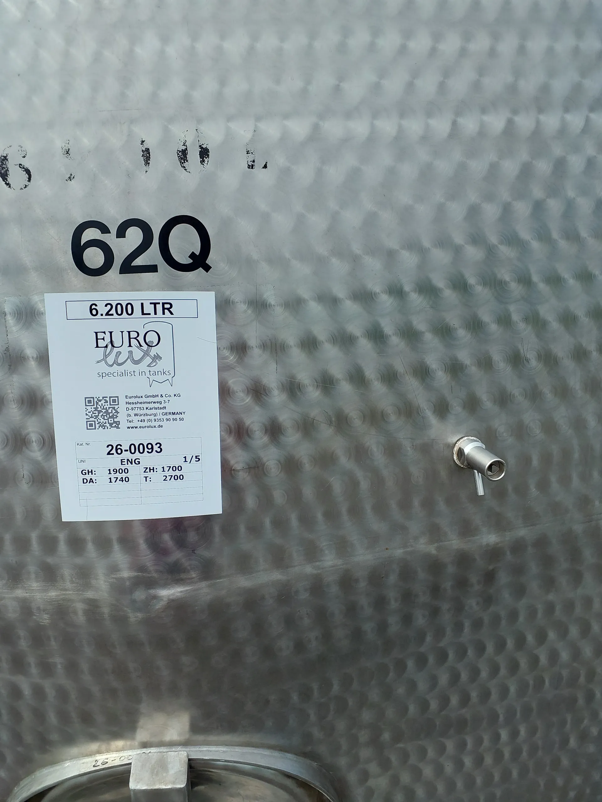 6.200 Liter Lagertank in V2A