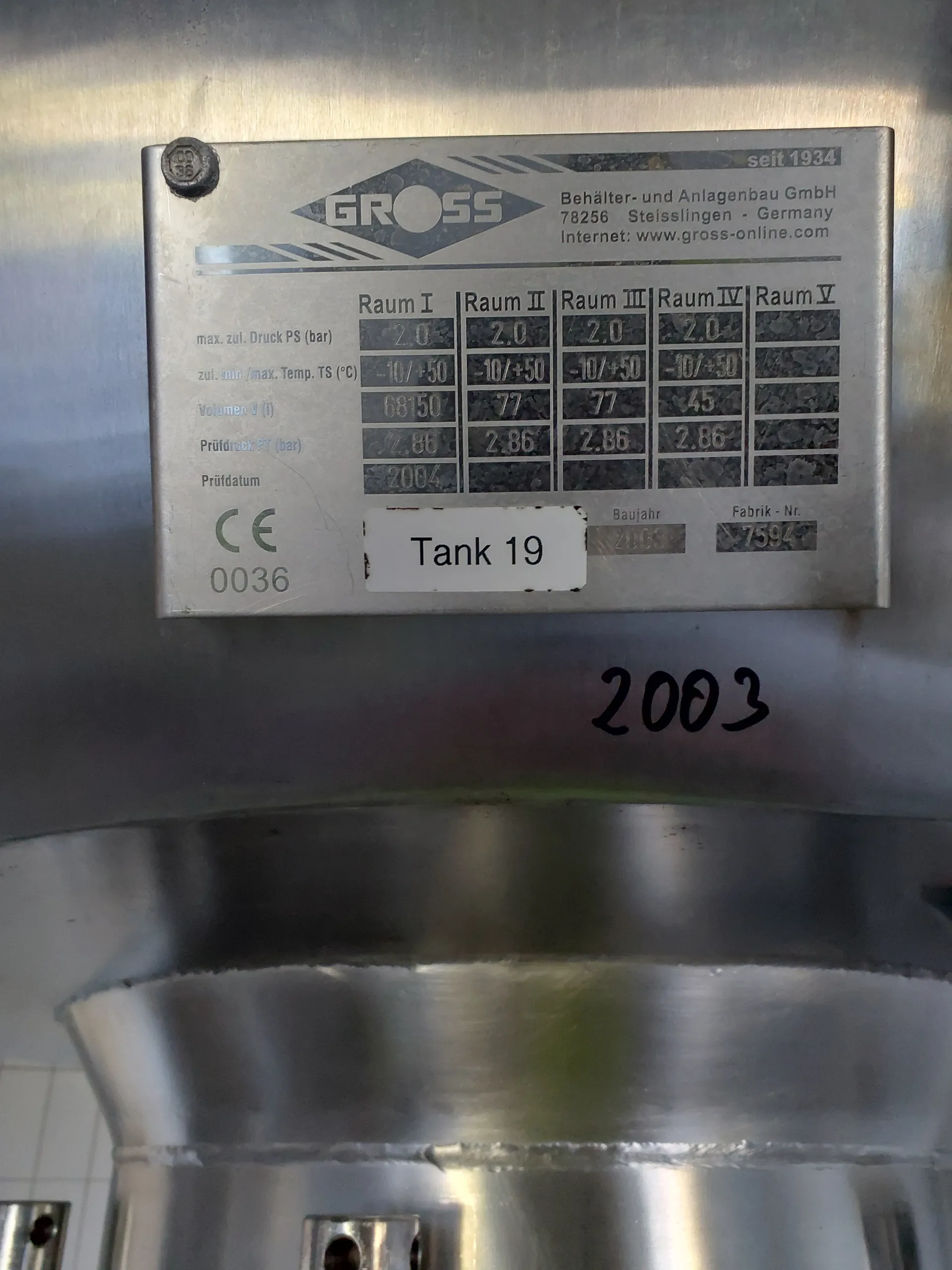 68150 Liter ZKG Tank/ Drucktank/ Lagertank GROSS mit Kühlmantel und Isolierung