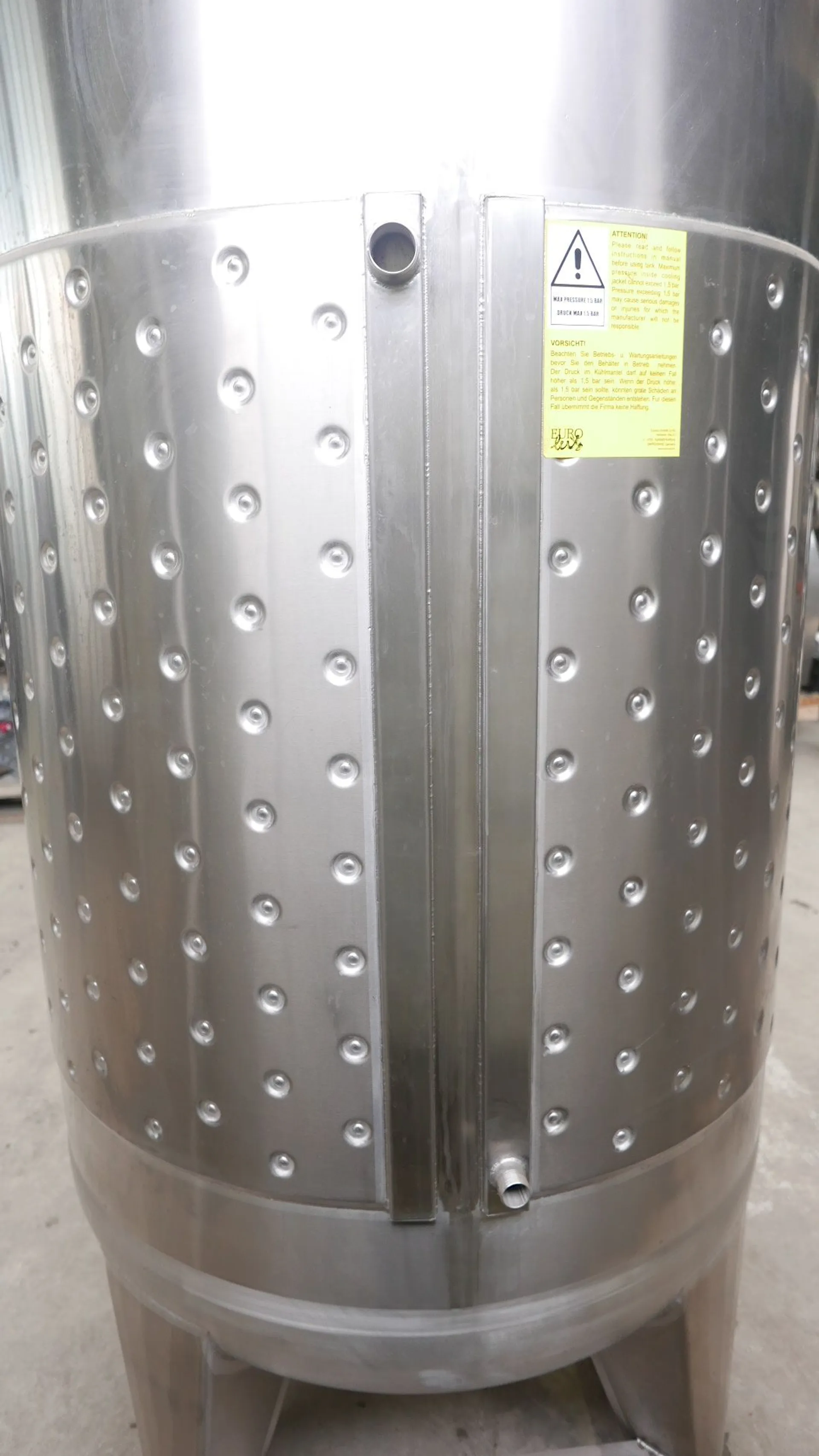 1500 liters Storage Tanks / Pressure Tanks / Beer Tanks in V2A with cooling jacket