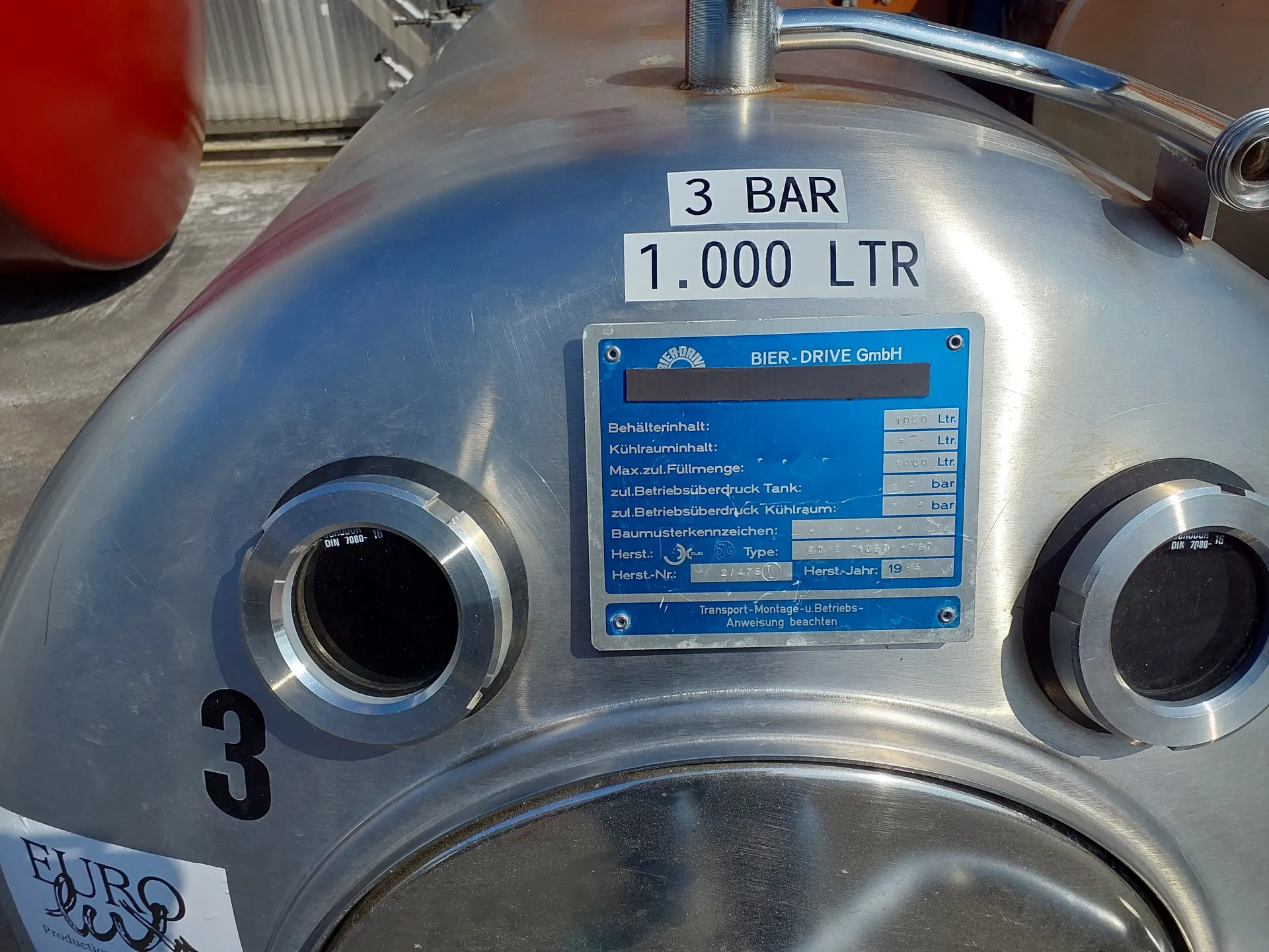 1.000 Liter Drucktank 3 bar