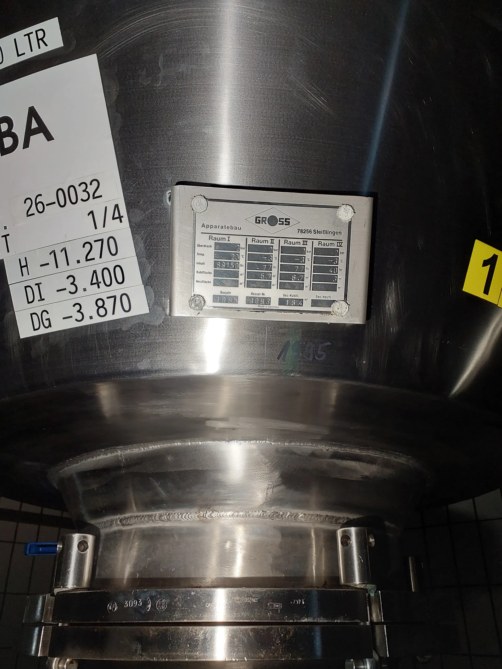 68150 Liter ZKG Tank/ Drucktank/ Lagertank GROSS mit Kühlmantel und Isolierung