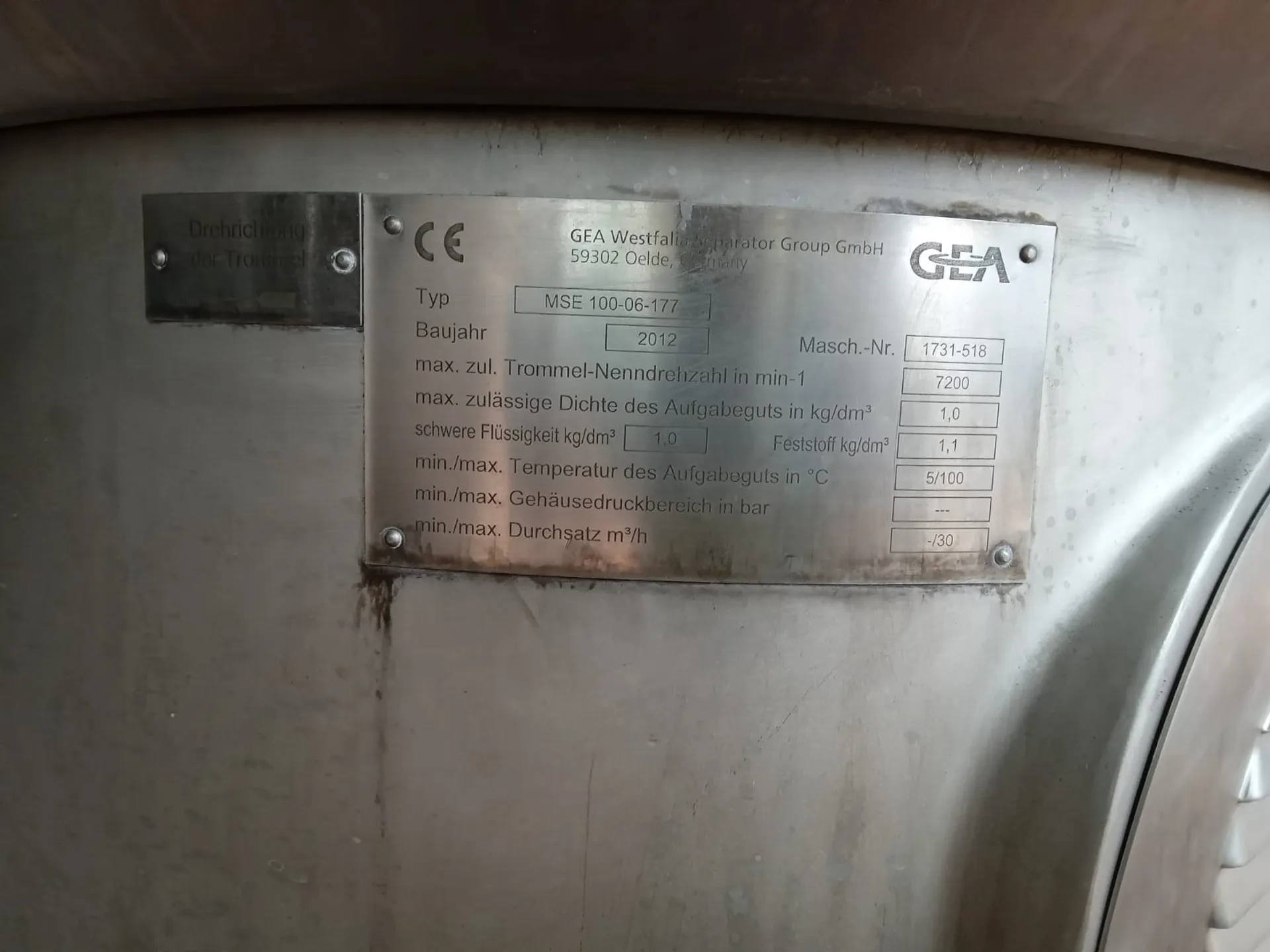 25-0159EUBA Separator Gea Westfalia