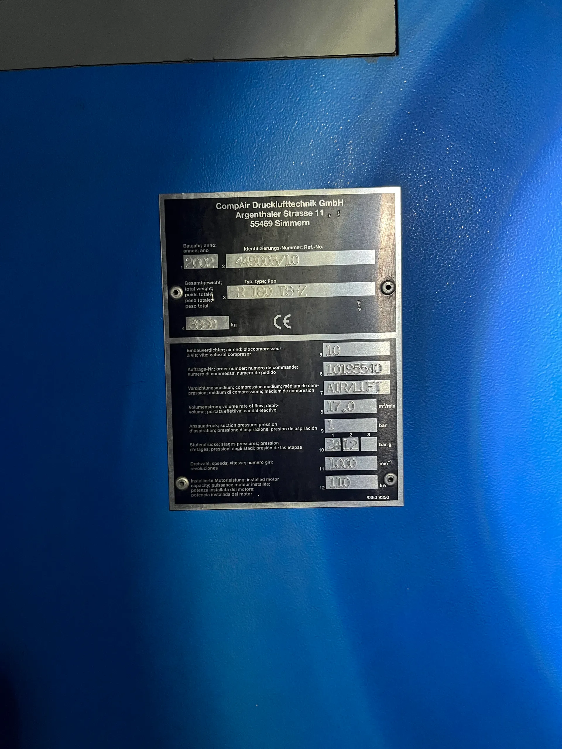 25-0166EUBA 17 m³/min Kompressor KOMPAIR R 180 TS-Z