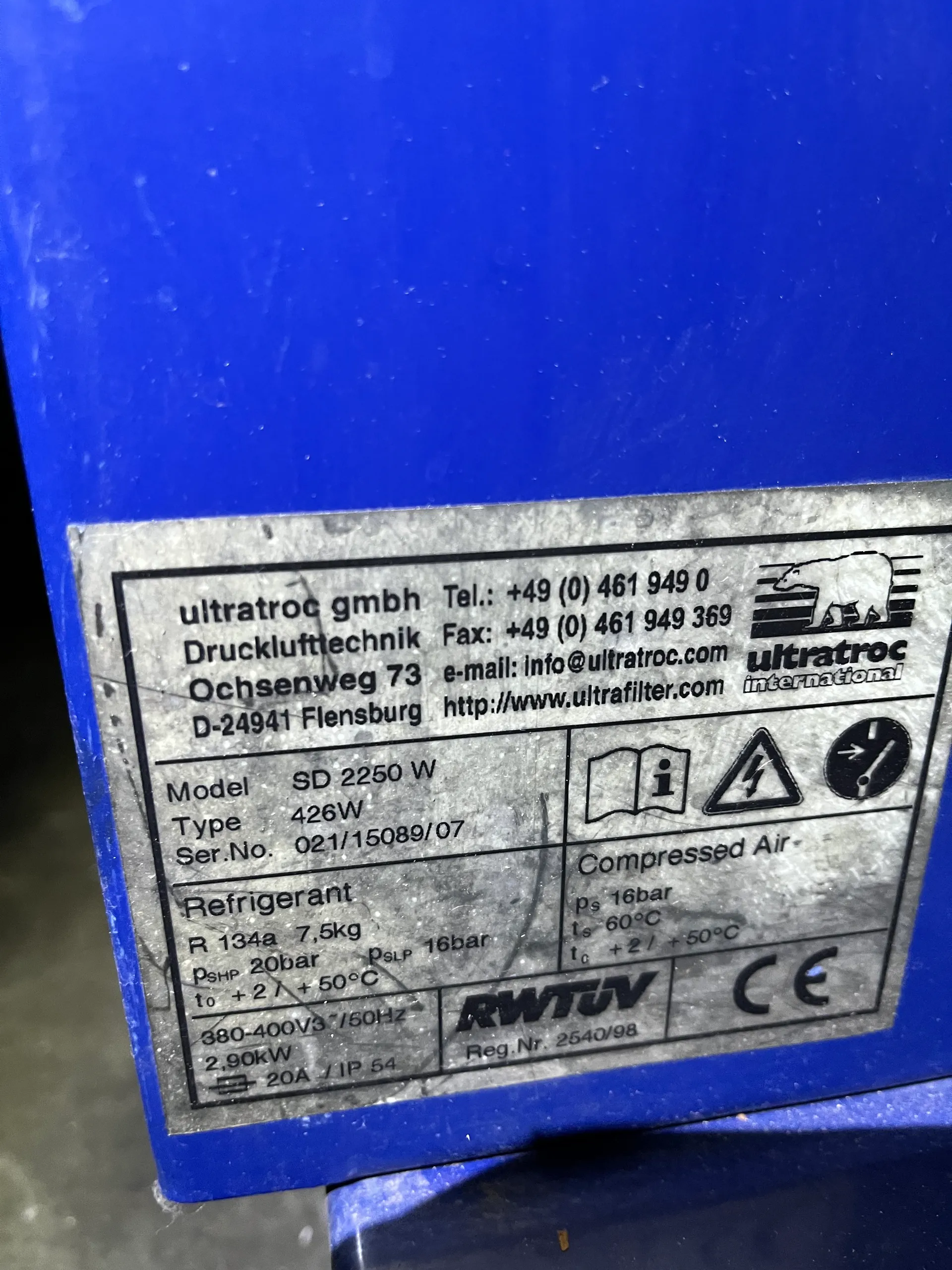 25-0169EUBA Trockner Typ SD2250/426W