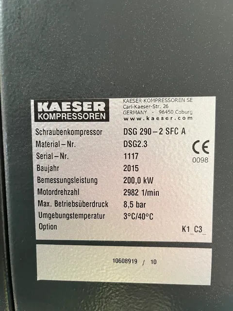  Schraubenkompressor Kaeser Typ DSG 290-2 SFC A
