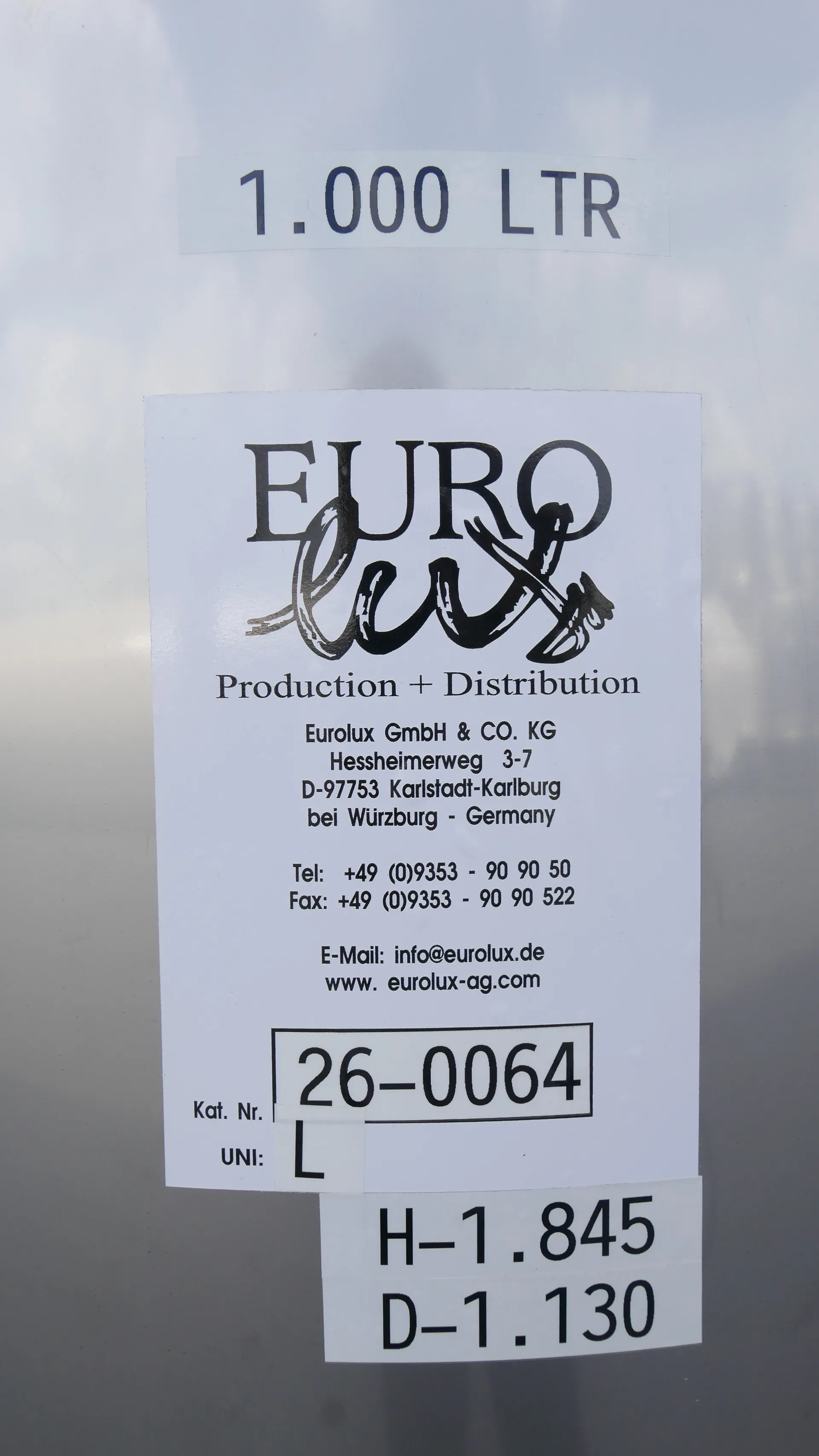 26-0064 1.000 Liter Drucktank mit Kühlmantel und Isolierung