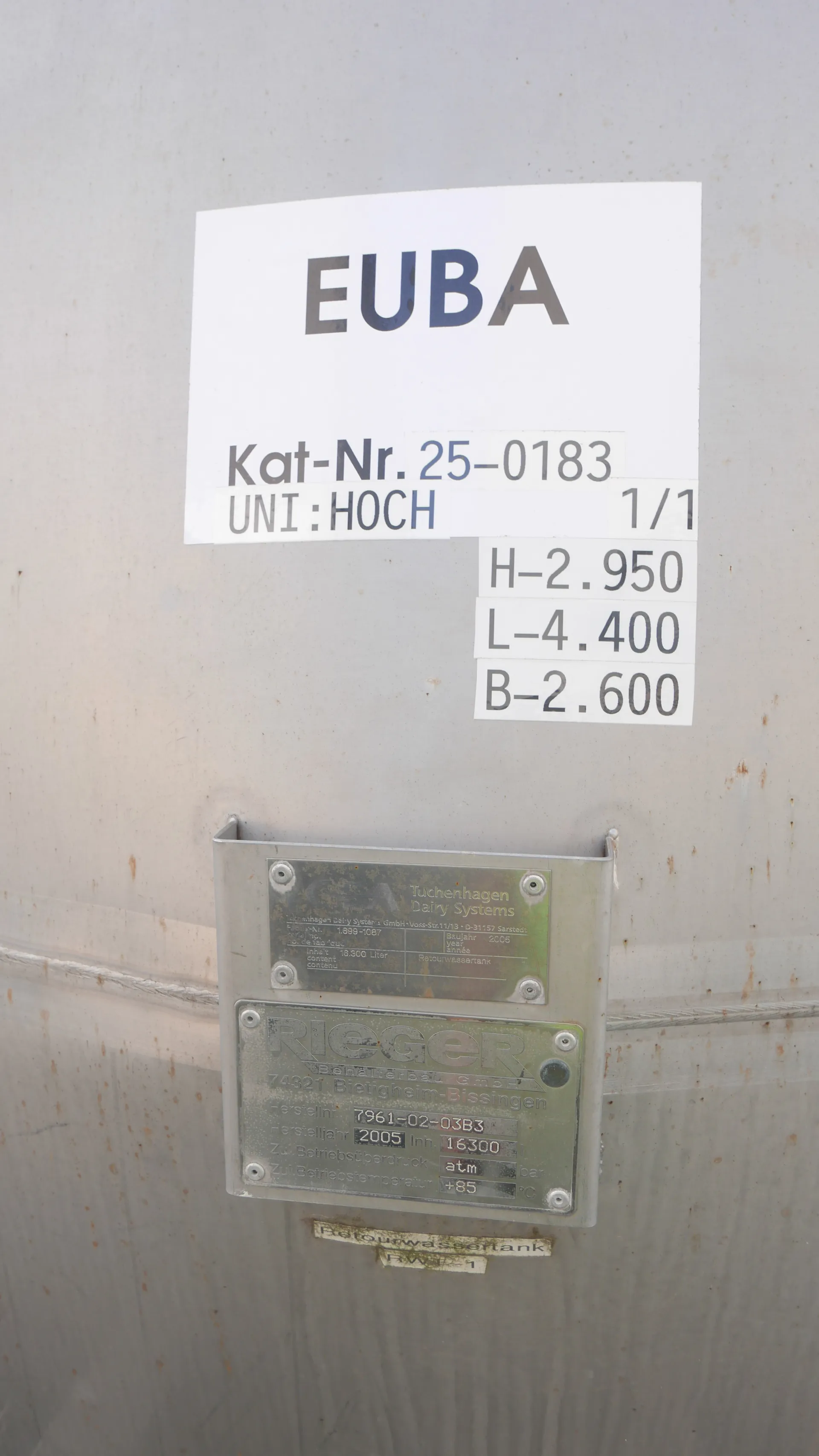 25-0183 Wasserzisterne 16.300 Liter