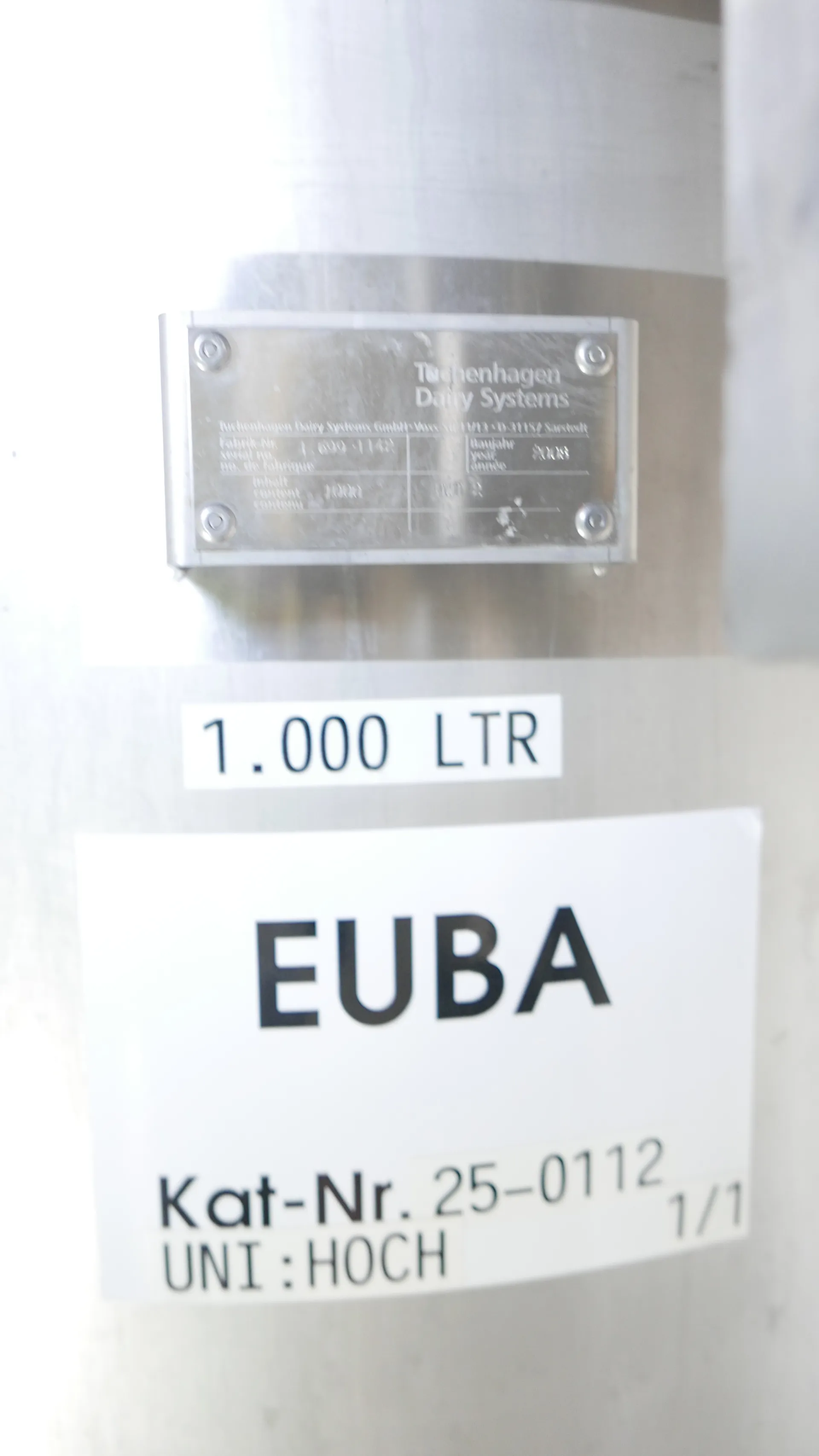 25-0112EUBA 1.000 Liter Wassertank/ Lagertank in V2A