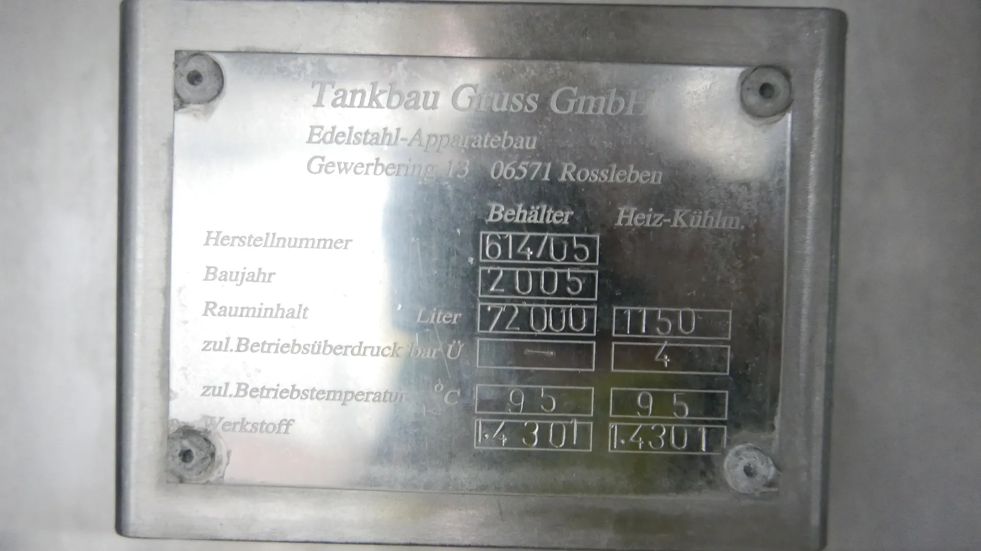 25-0138EUBA 72.000 Liter Rührwerkstank/ Milchtank/ Lagertank in V2A mit Kühlschlange und Isolierung