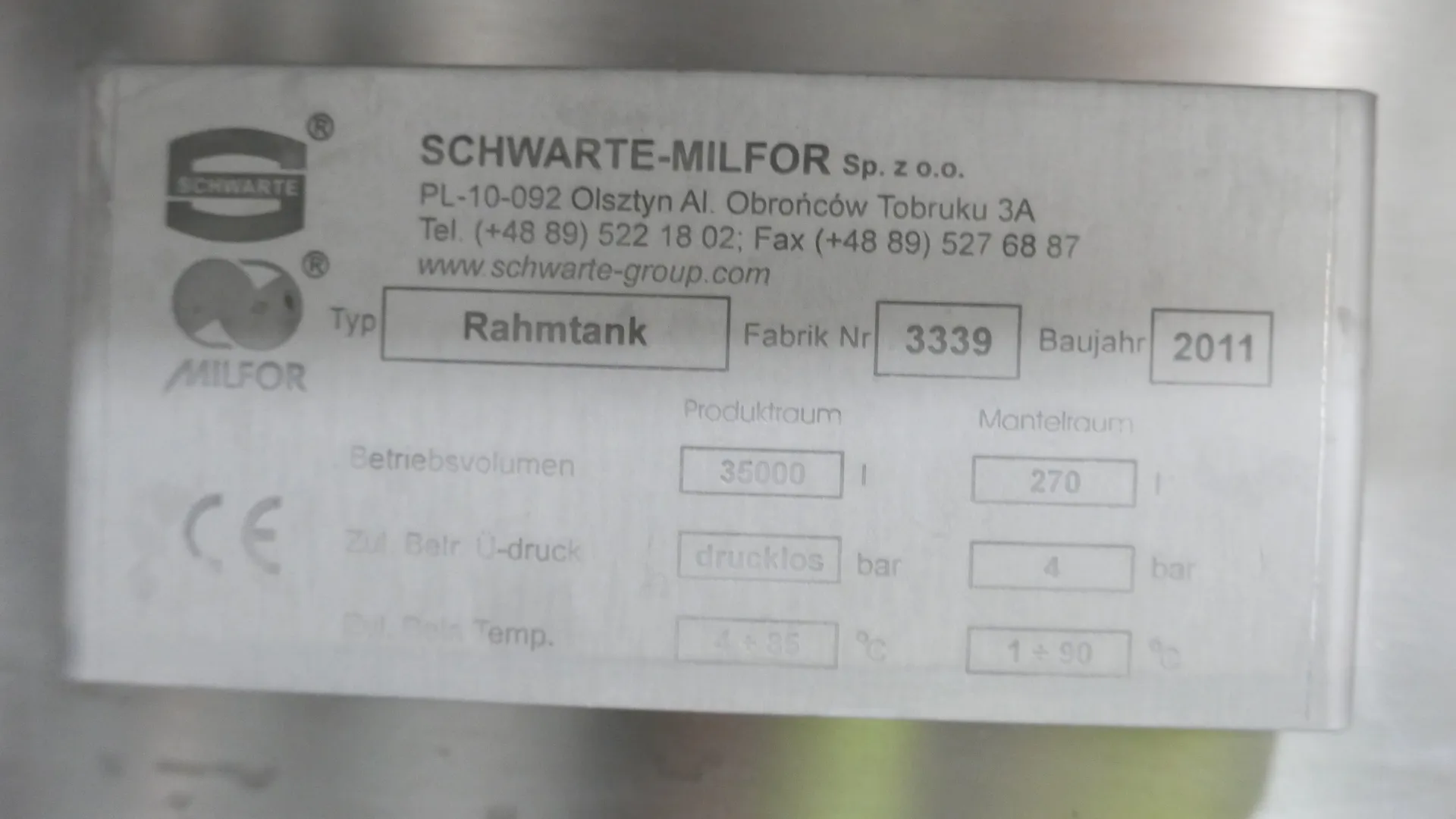 25-0145EUBA 35.000 Liter Rührwerkstank / Lagertank aus V2A isoliert