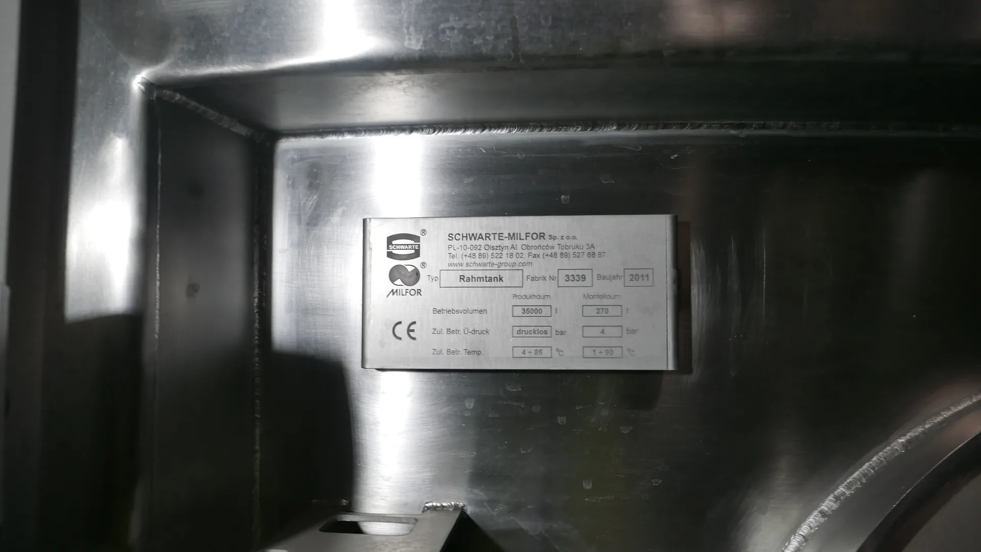 25-0145EUBA 35.000 Liter Rührwerkstank / Lagertank aus V2A isoliert