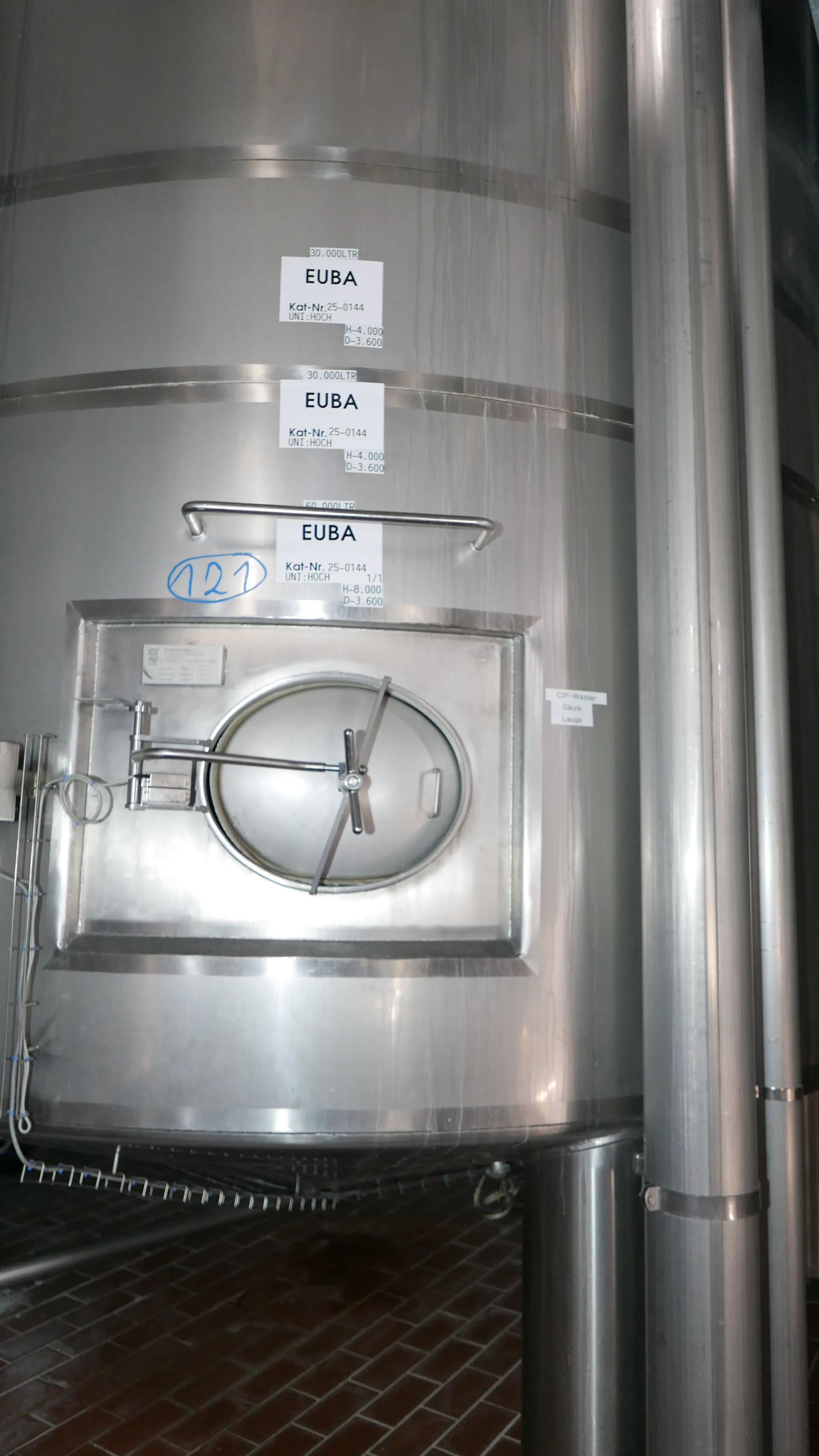 25-0144EUBA 60.000 + 30.000 + 30.000 Liter 3-Stocktank / Rührwerkstank / Lagertank aus V2A