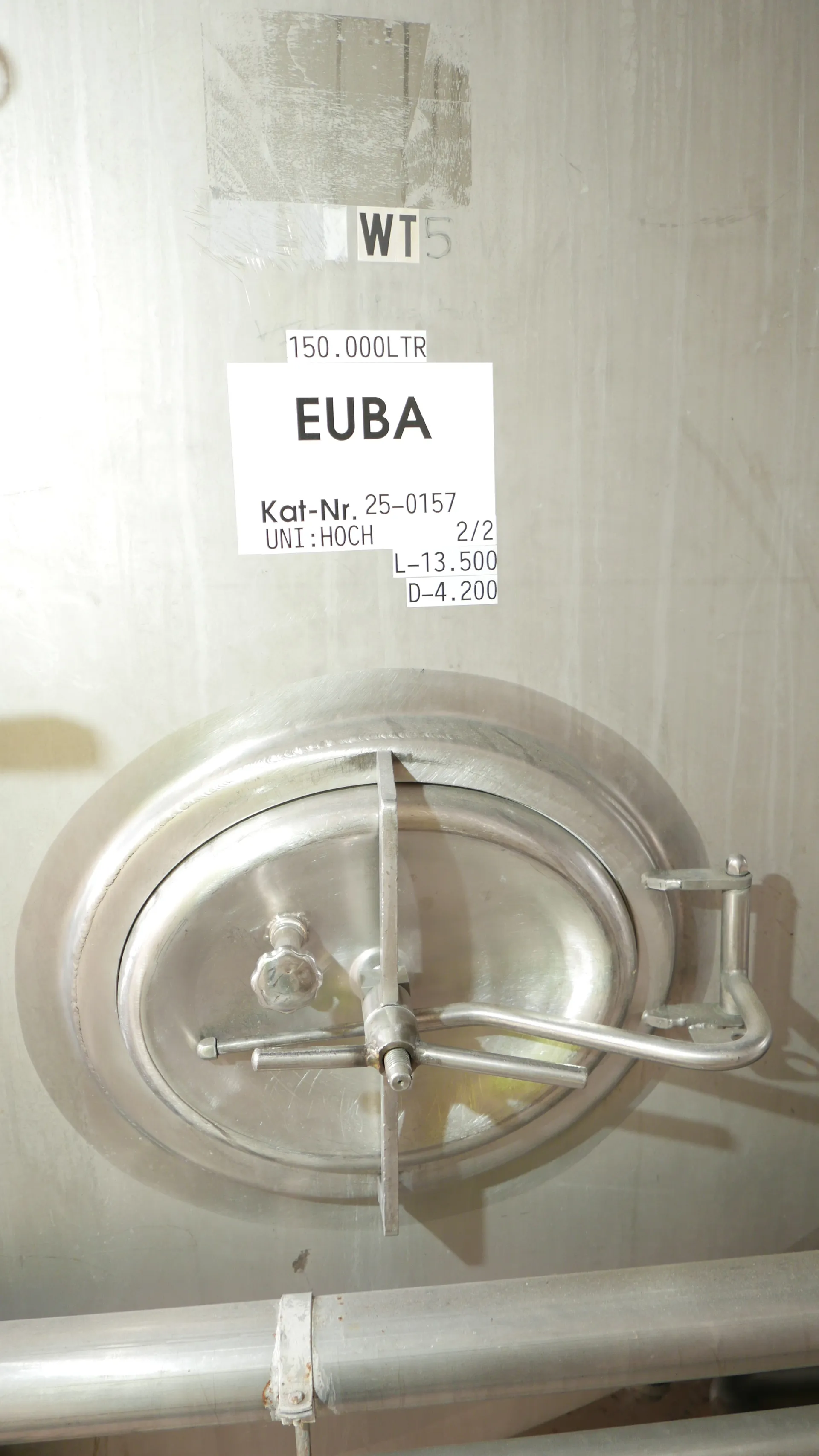 25-0157EUBA 150.000 Liter Hartwassertank, Weichwassertank in V2A horizontal 