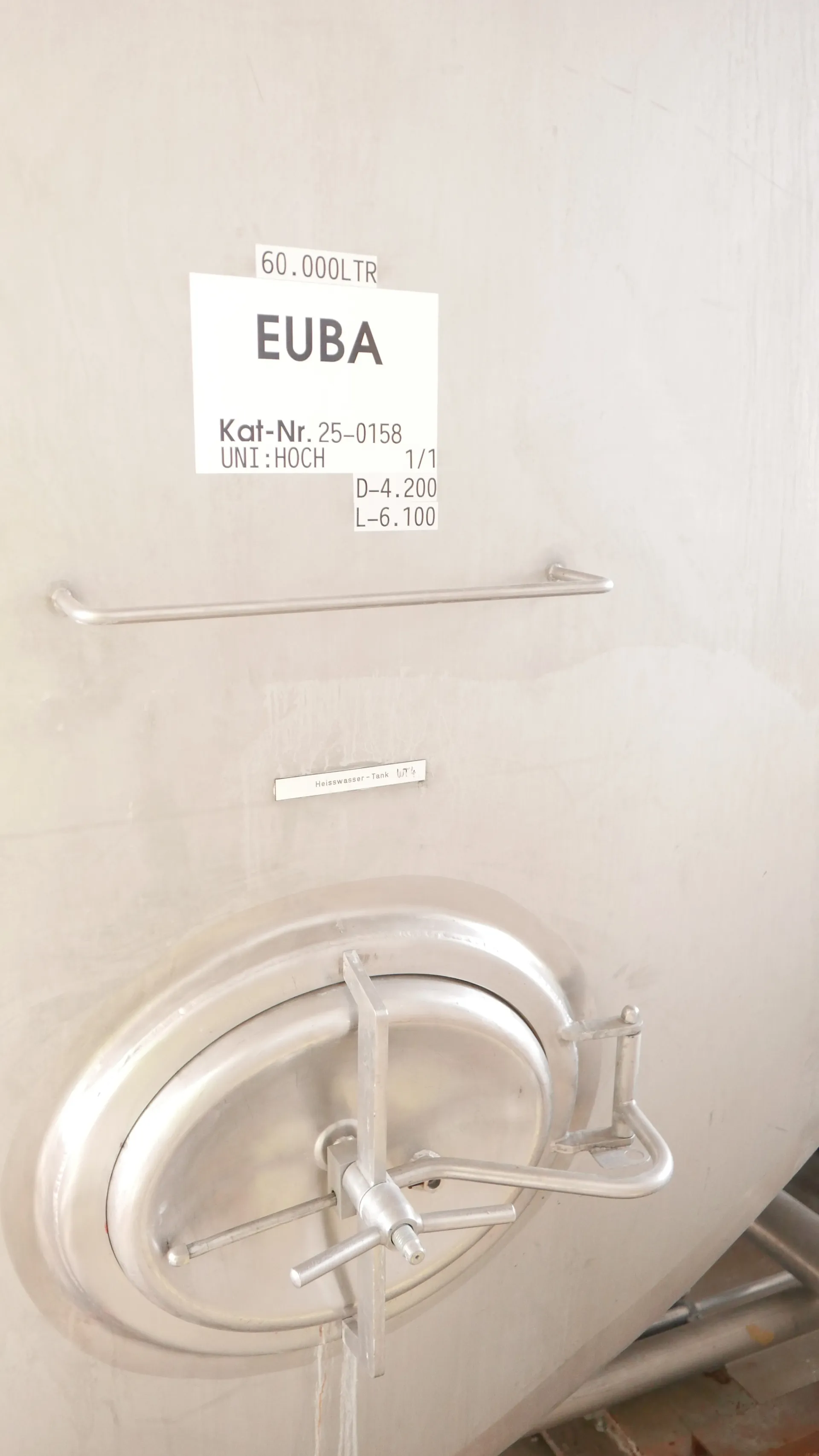 25-0158EUBA 60.000 Liter Brauchwassertank UTH aus V2A isoliert horizontal