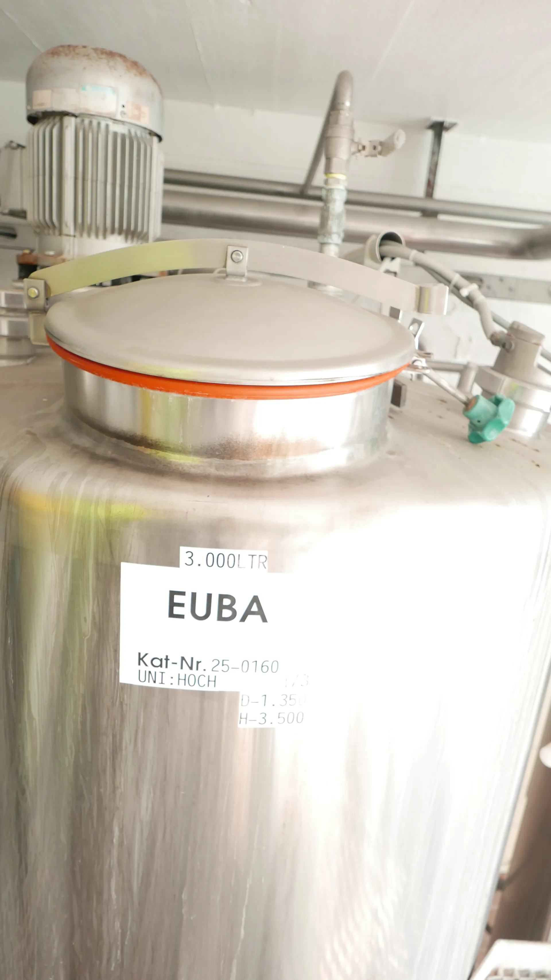 25-0160EUBA 3.000 Liter Rührwerkstank aus V2A