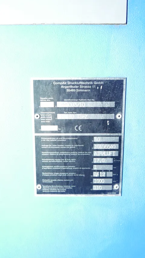 25-0166EUBA 17 m³/min Kompressor KOMPAIR R 180 TS-Z