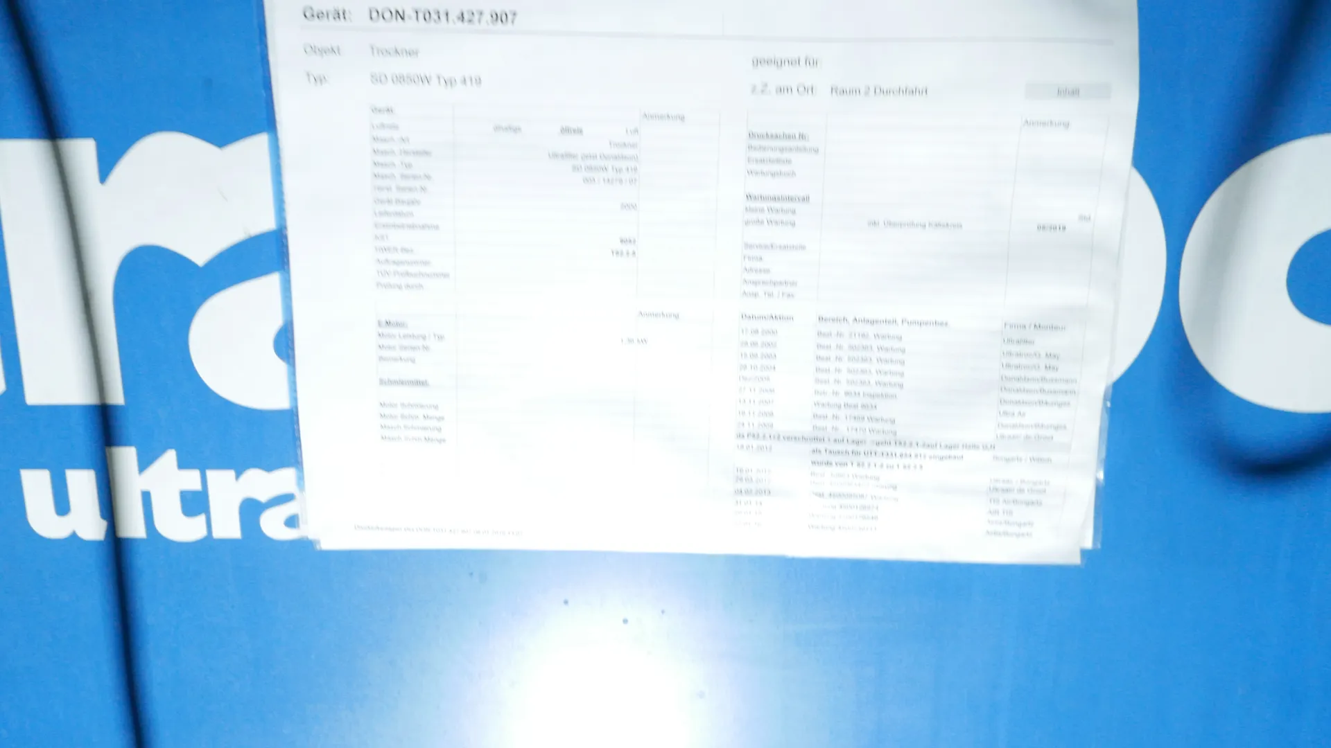 25-0170EUBA Trockner Typ SD 085W Typ 419