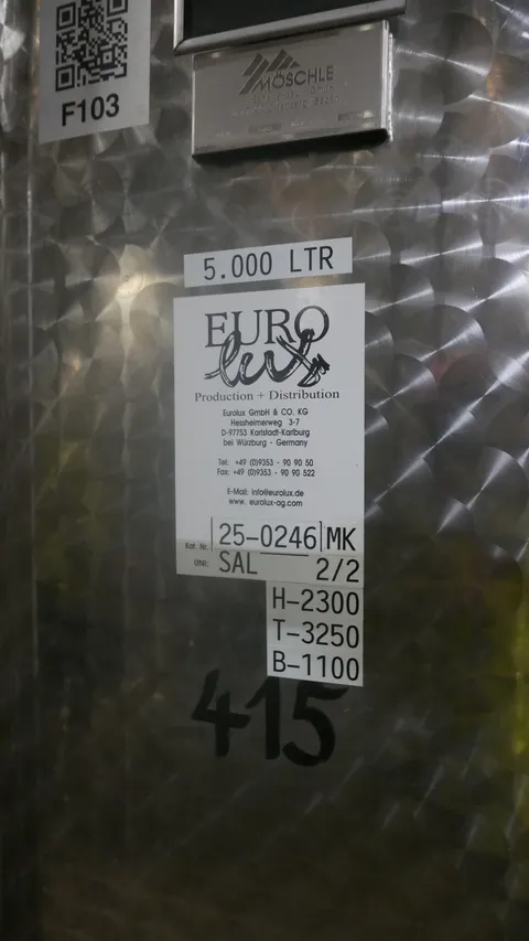 5.000 Liter Weintank/Lagertank Möschle, kubisch mit Kühlmantel