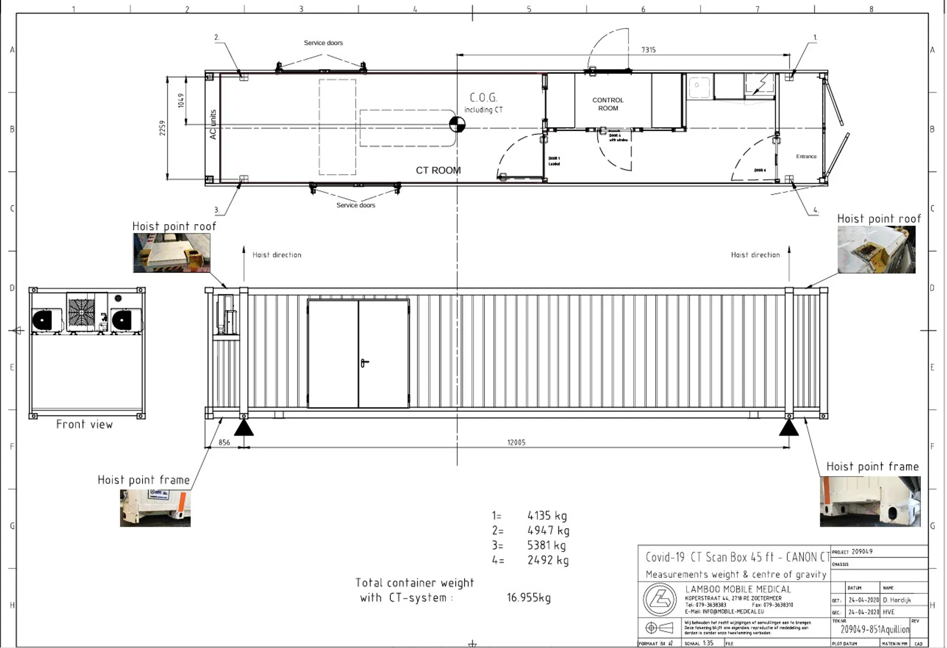 Technische Zeichnung CT Container mit Bildern