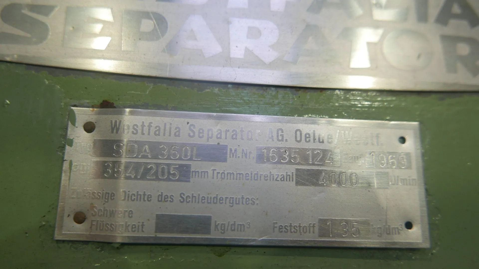 Dekanter WESTFALIA Type SDA 360L