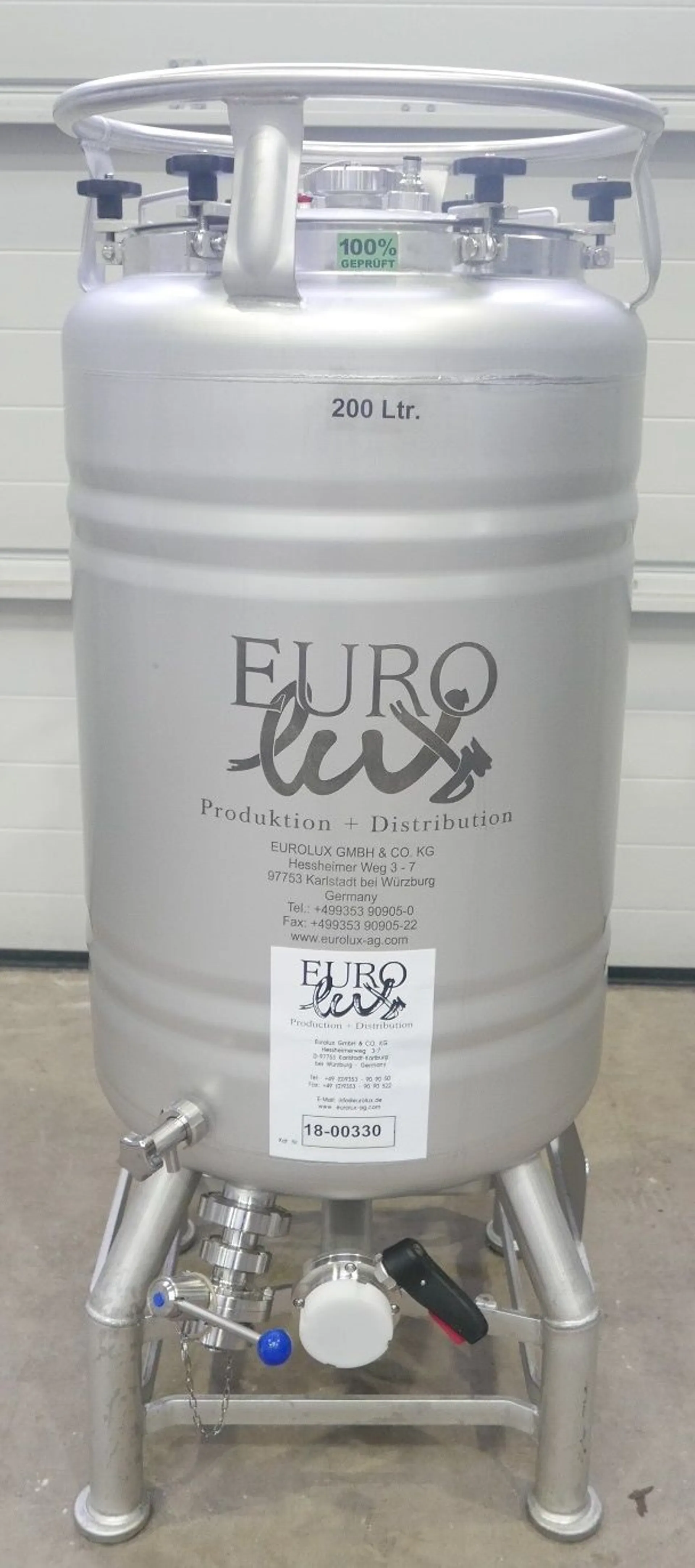 200 liters Eurolux Beer Tank/ Storage Tank/ Pressure Tank  in AISI 304