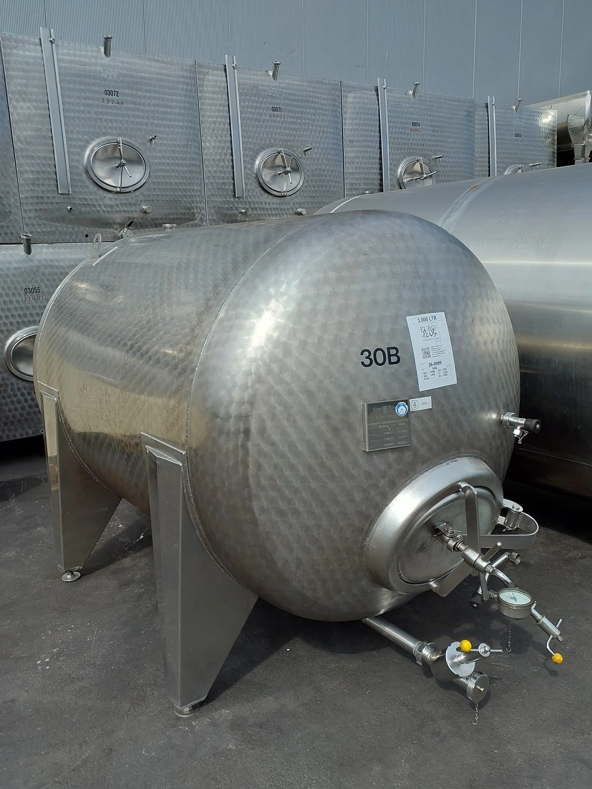 3.000 Liter 8 bar Drucktank in V2A