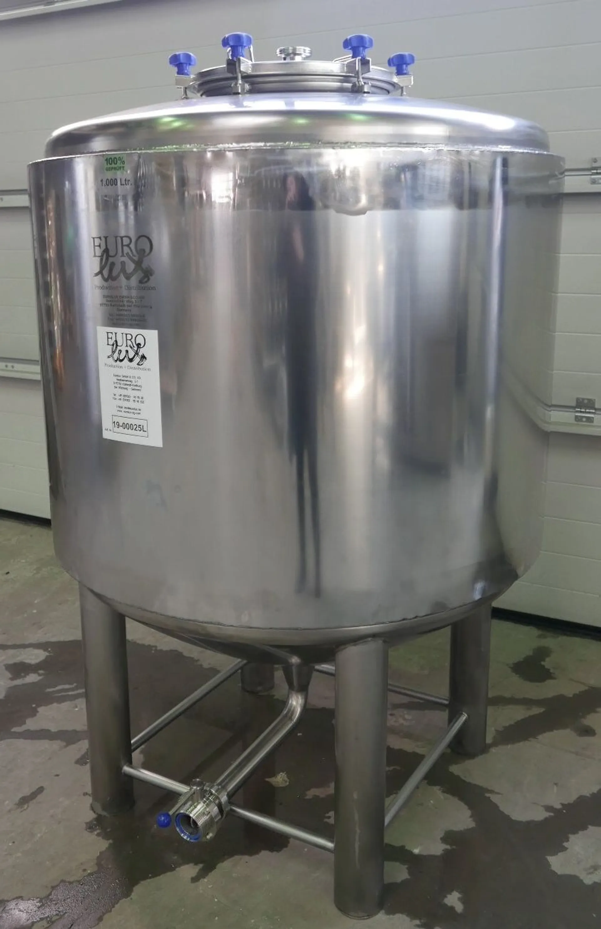 1000 Liter Eurolux Beer Tanks / Fermentation Tanks in AISI 304  with Cooling Jacket with Isolation