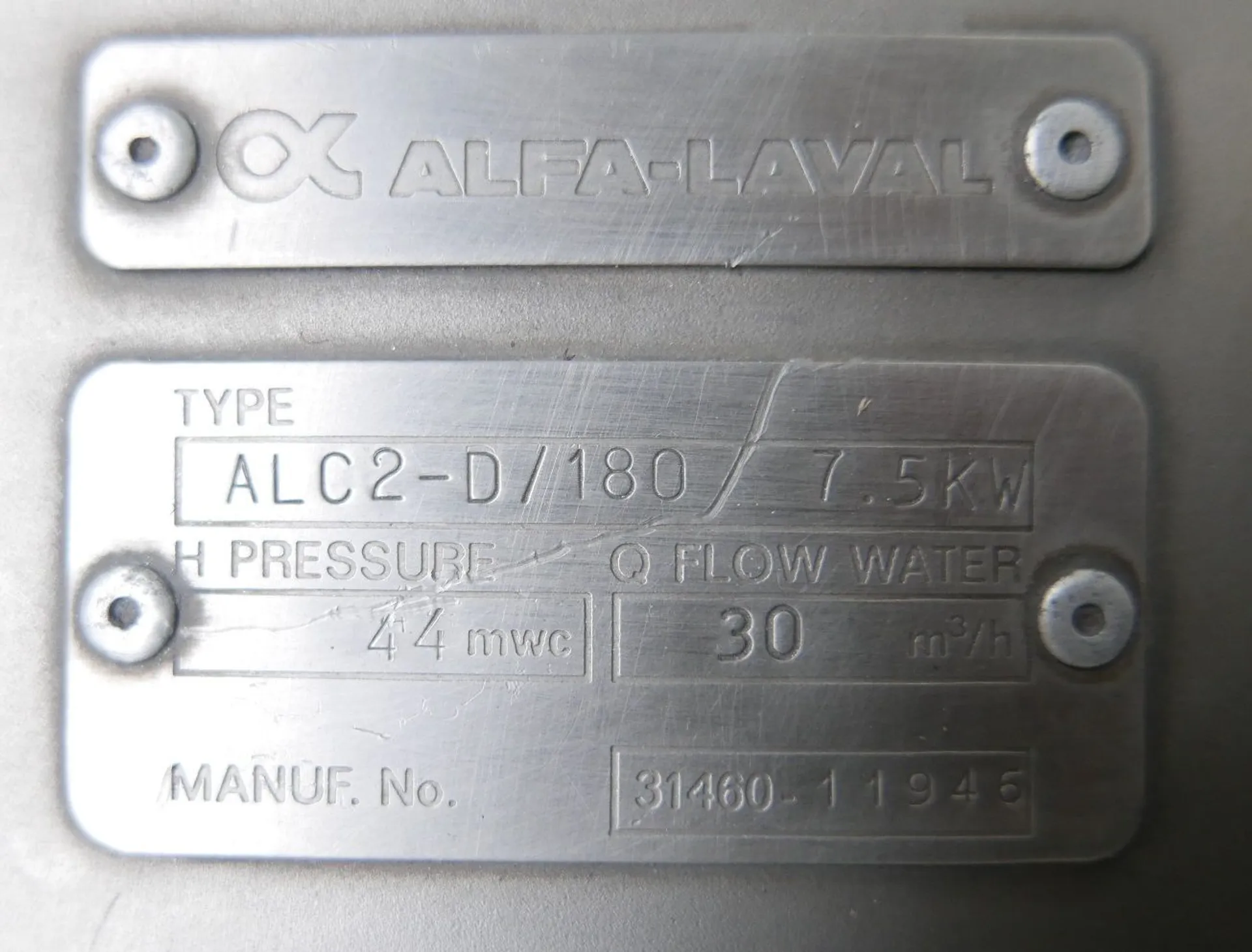Centrifugal pump  Capacity: 128m3/h