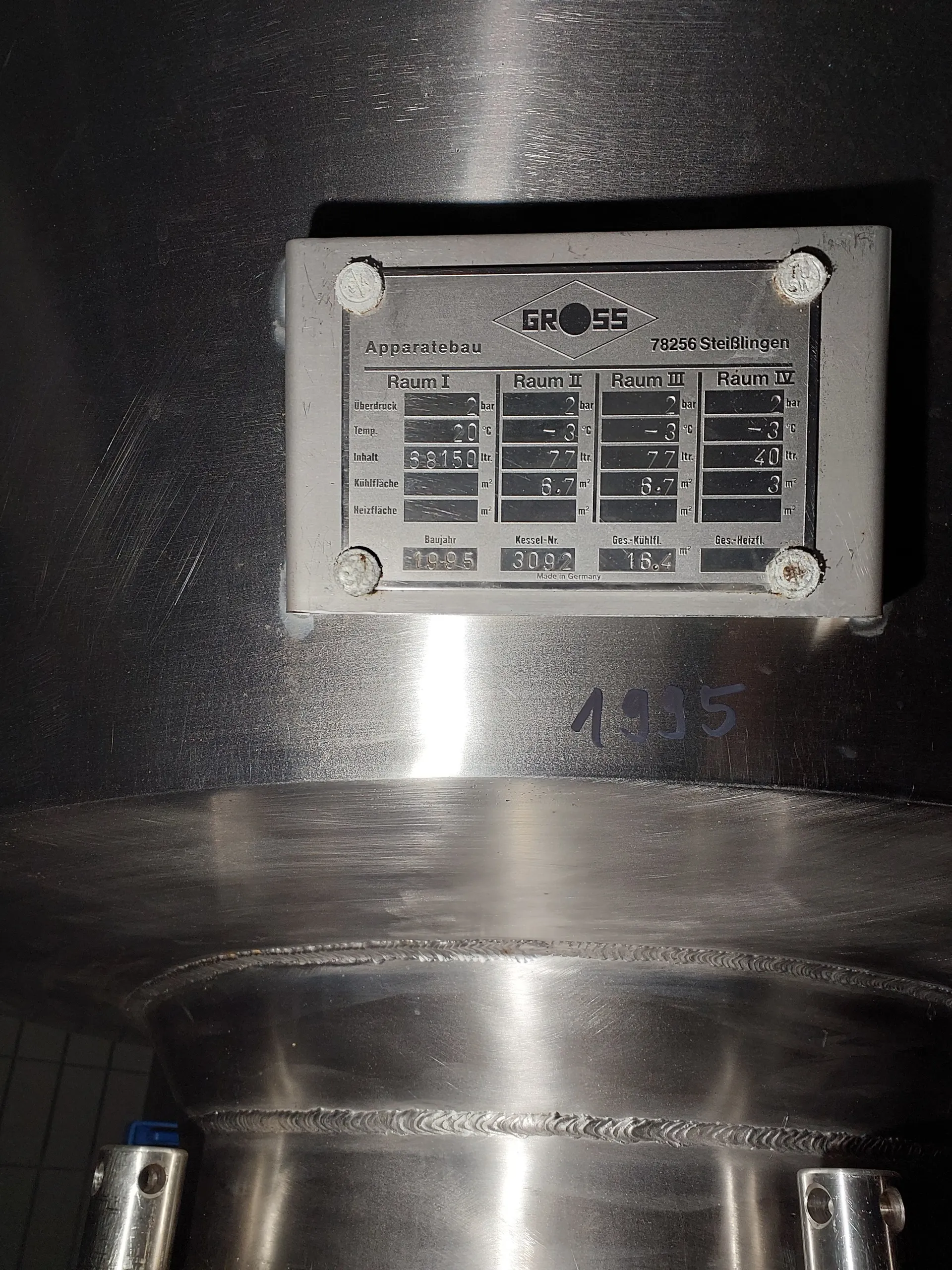 68150 Liter ZKG Tank/ Drucktank/ Lagertank GROSS mit Kühlmantel und Isolierung