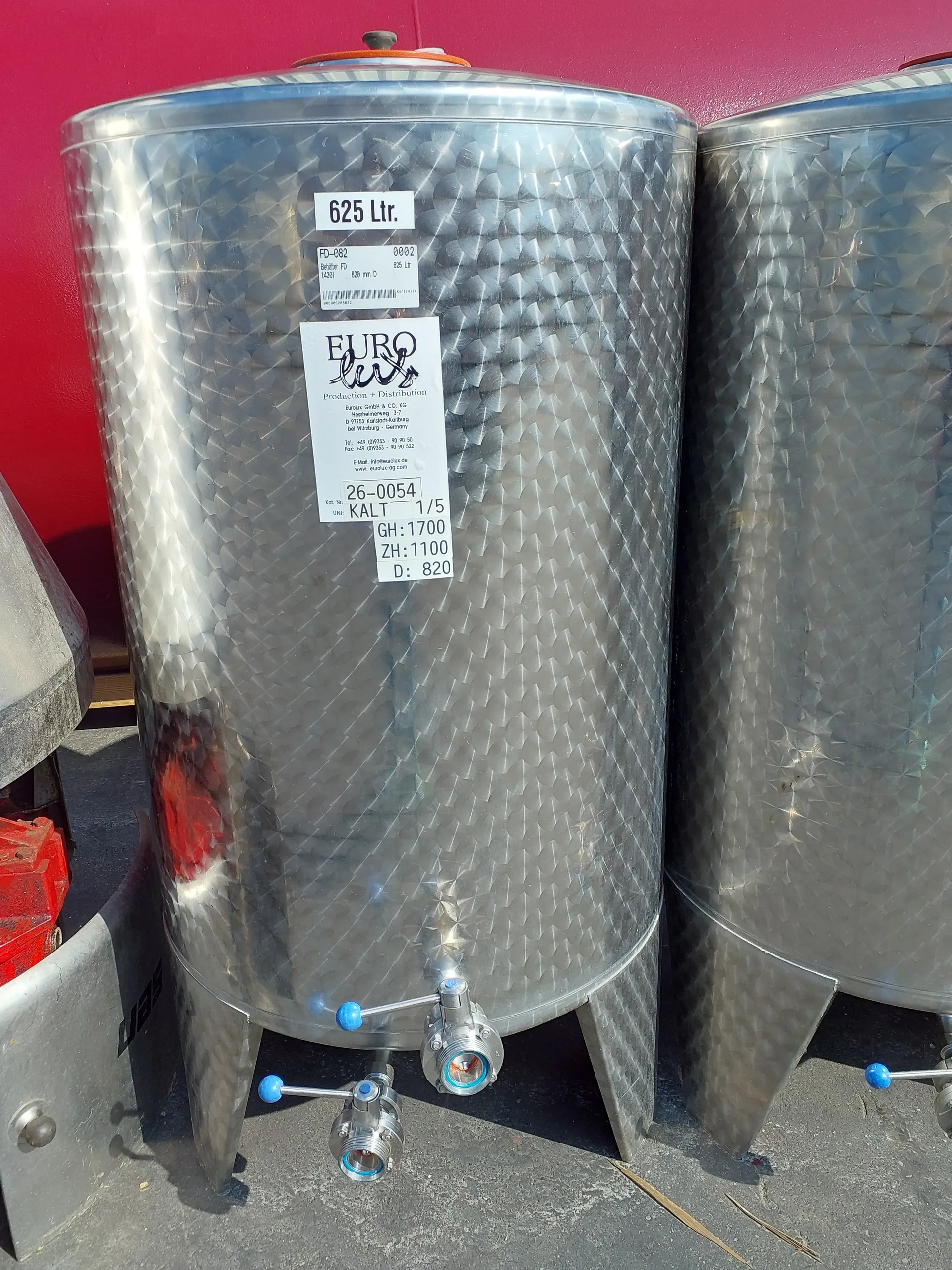 625 Liter Lagertank SPEIDEL vertikal, rund in V2A