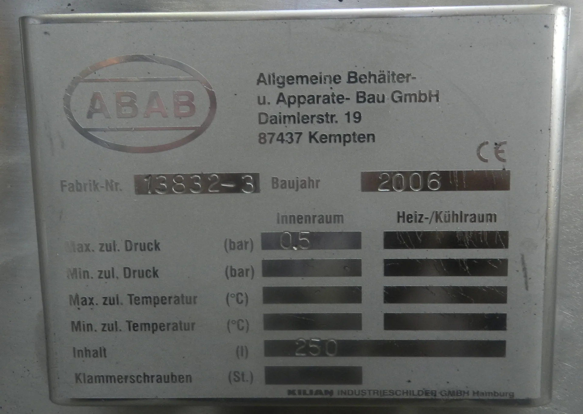 Mischtanks mit Isolierung / Drucktanks 250 Liter aus V2A 