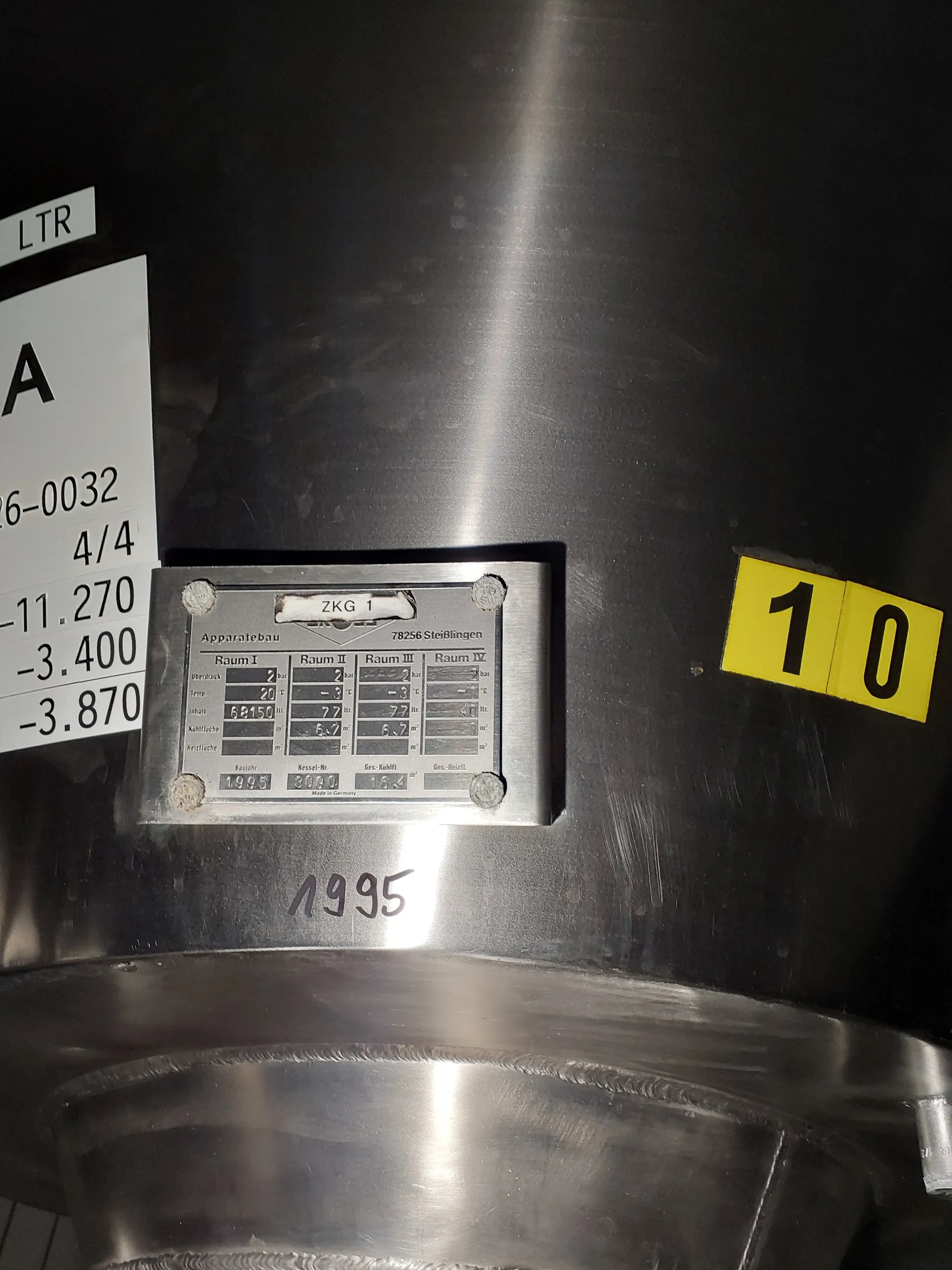 68150 Liter ZKG Tank/ Drucktank/ Lagertank GROSS mit Kühlmantel und Isolierung