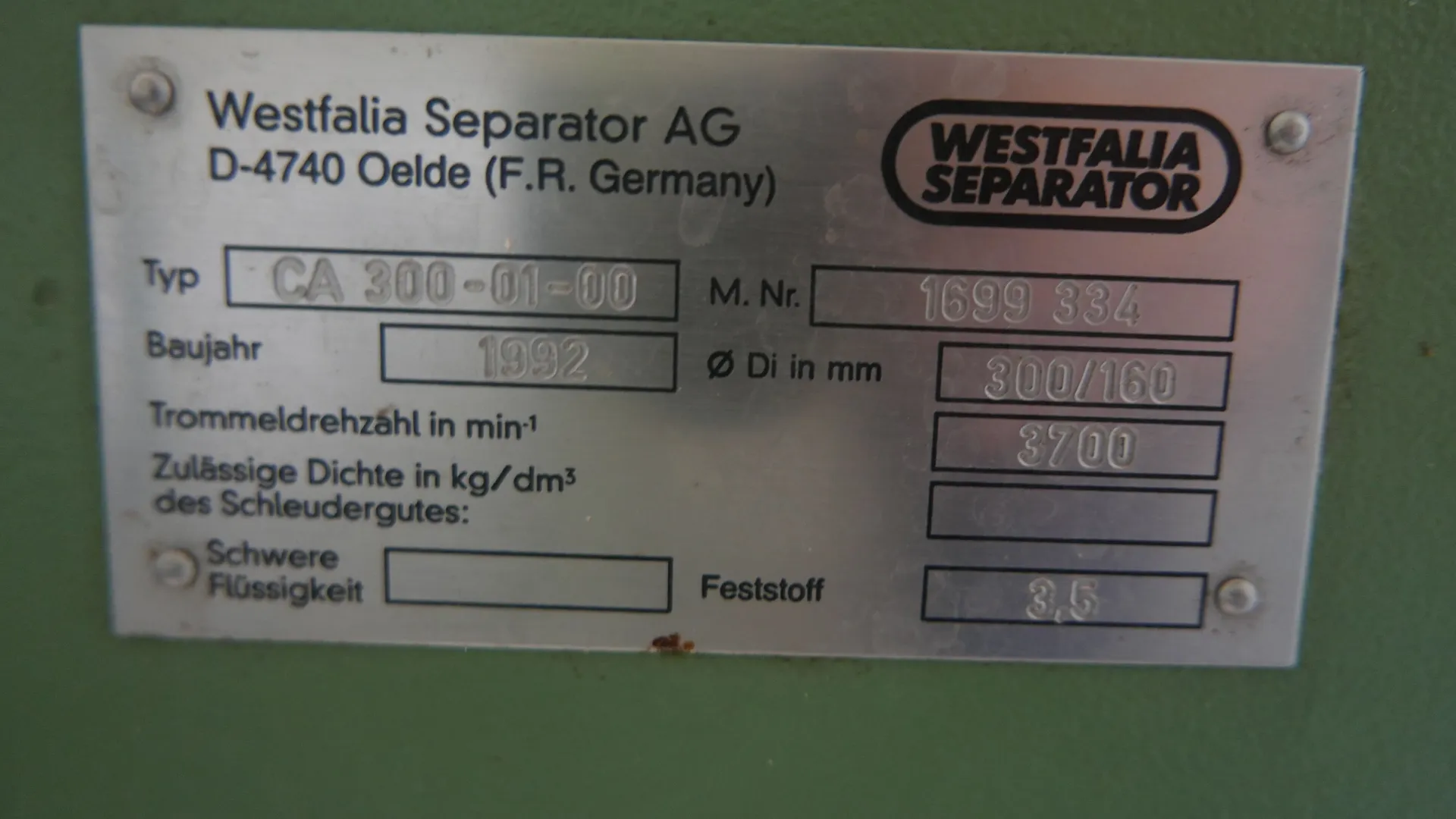 Klär-Dekanter, Westfalia Dekanter
