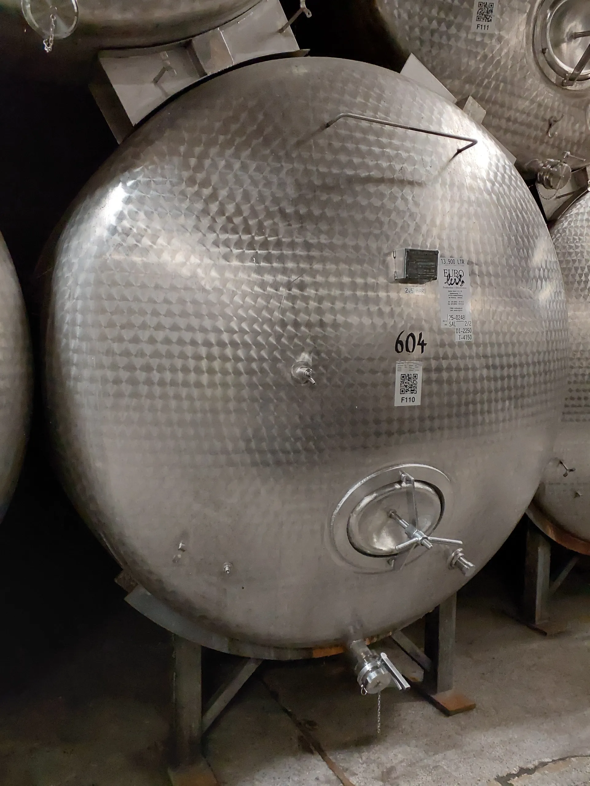 13.900 Liter Drucktank/ Lagertank BOLZ 2,5 bar horizontal