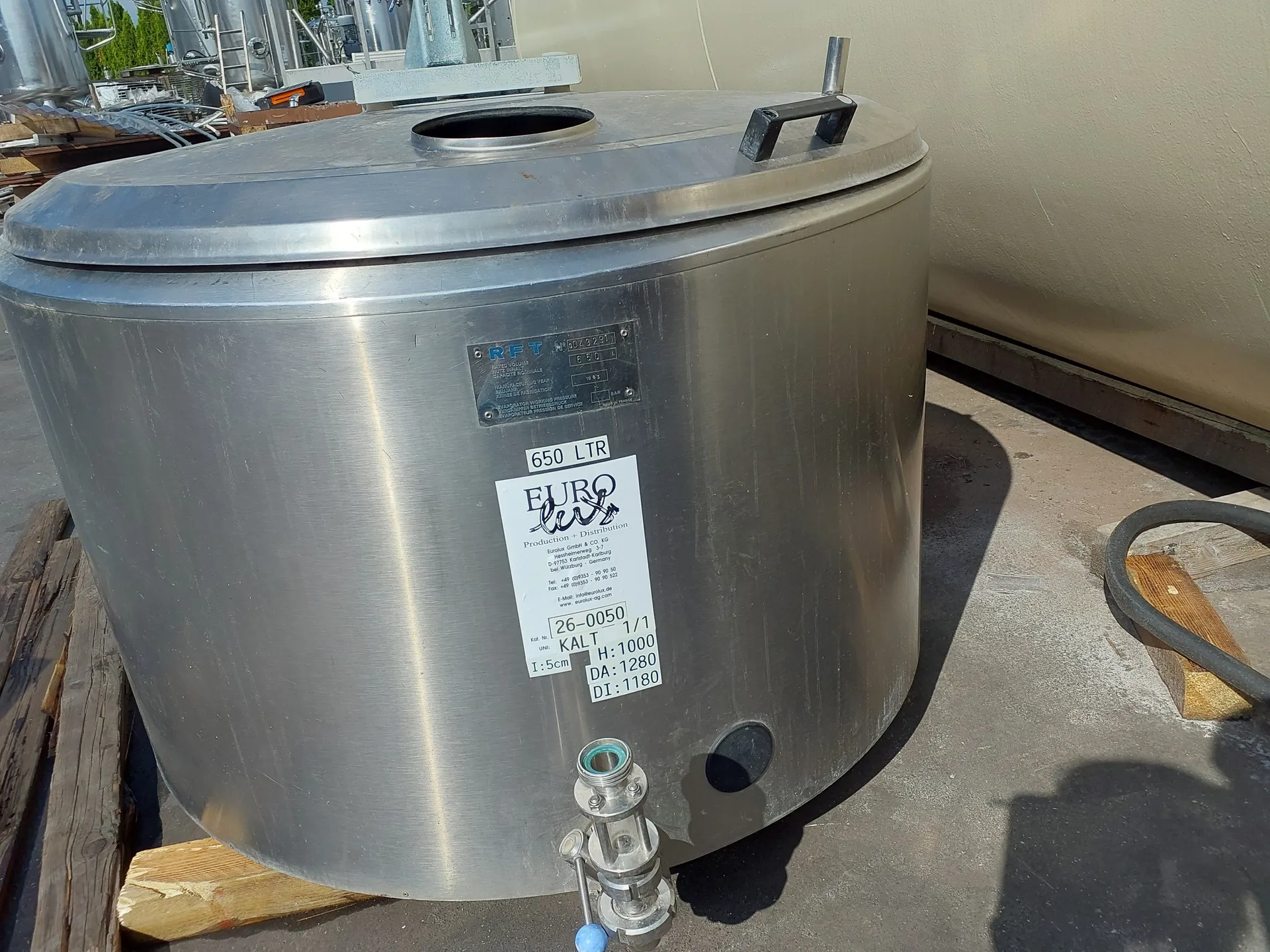 650 Liter Läuterbottich mit Isolierung