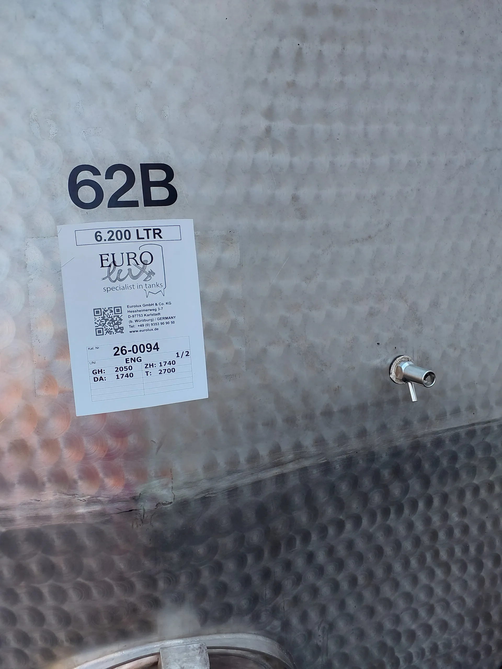 6.200 Liter Lagertank in V2A