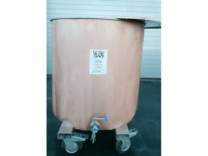 750 Litres Storage Tank, Wine Tank mobile, insulated, copper jacket, round, vertical in V2A