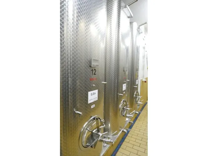 DEFRANCESCHI 6.630 Litres cubical Storage tank/Wine tank with flat bottom and 3 % incline in V2A