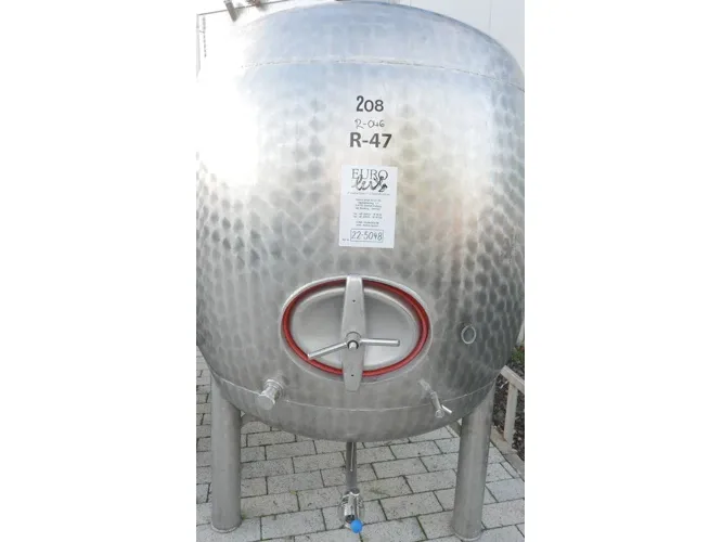 1.800 Liter Eiertank / Lagertank aus V2A marmoriert, rund, stehend